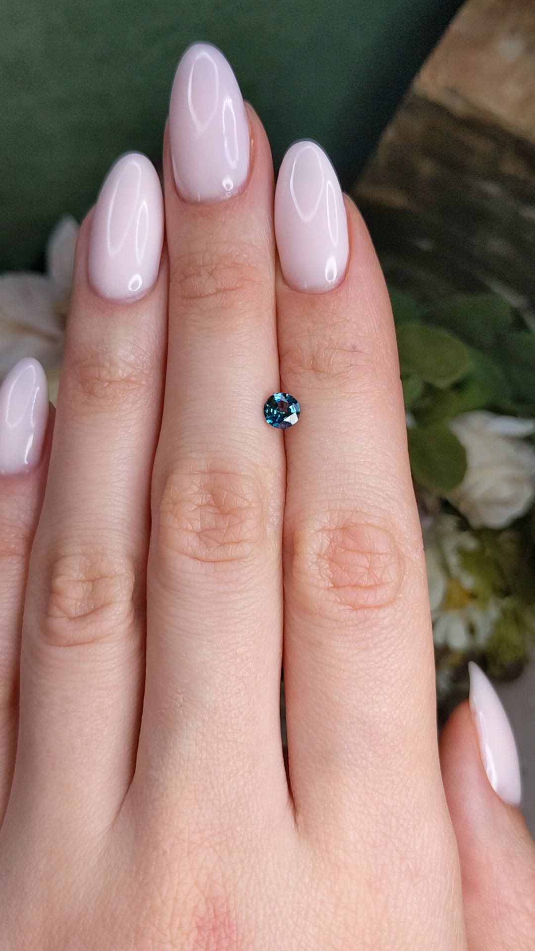 0.52 Ct. Greenish Blue Sapphire from Ceylon (Sri Lanka) Size Video
