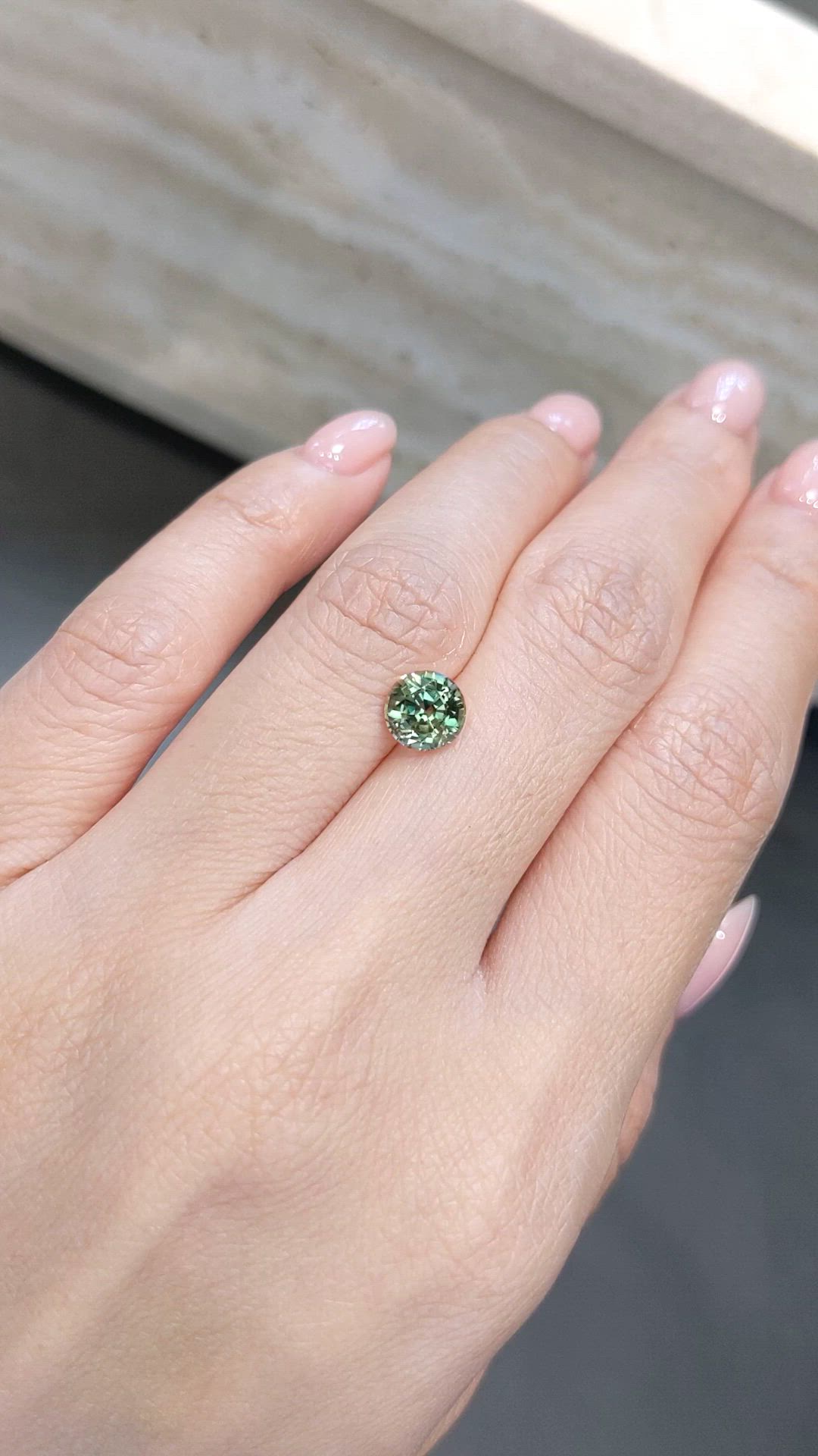 1.78 Ct. Bluish Green Sapphire from Montana Size Video