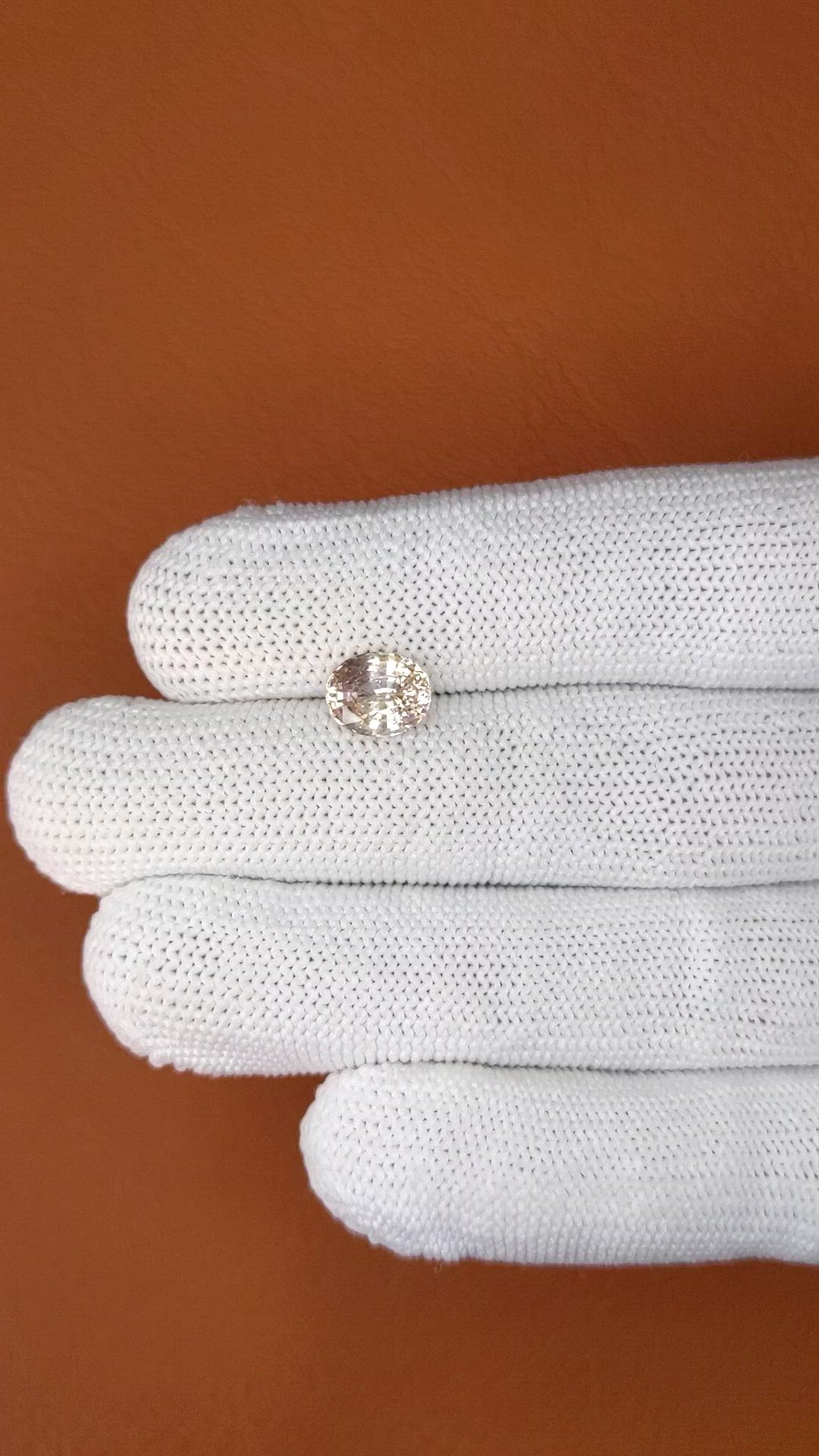 2.25 Ct. Peach Sapphire from Ceylon (Sri Lanka) Size Video