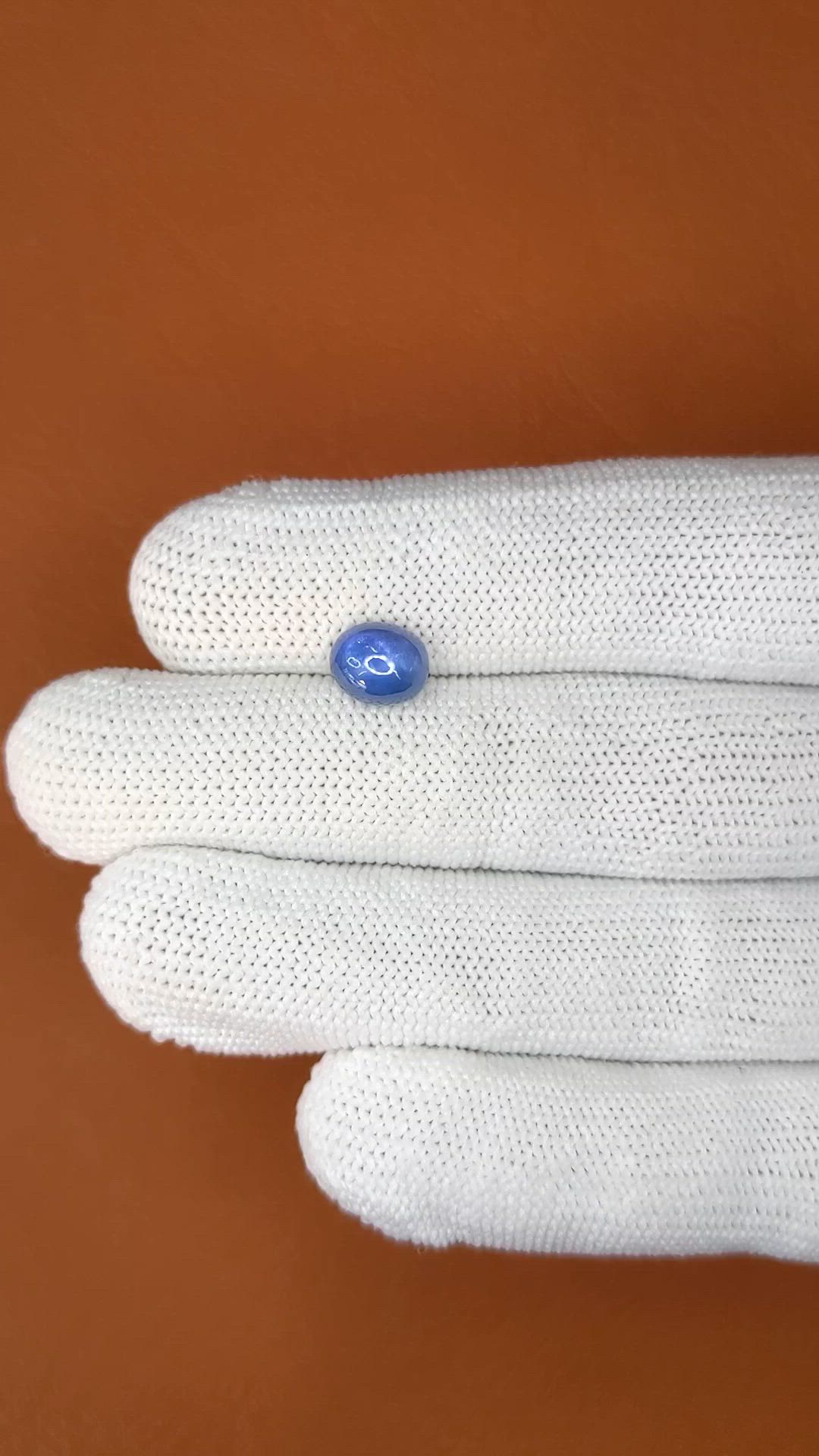 2.95 Ct. Blue Cabochon Star Sapphire from Ceylon (Sri Lanka) Size Video
