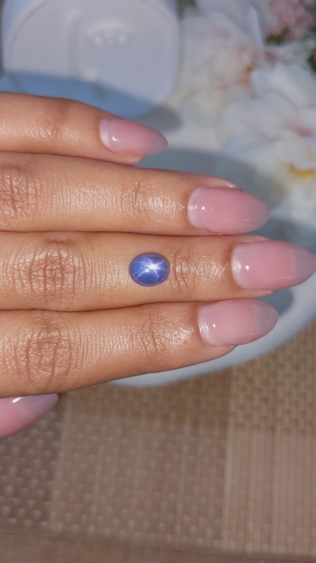 2.95 Ct. Blue Cabochon Star Sapphire from Ceylon (Sri Lanka) Size Video