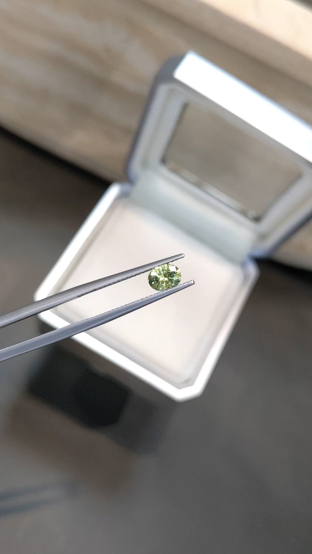 0.79 Ct. Yellowish Green Sapphire from Montana Size Video