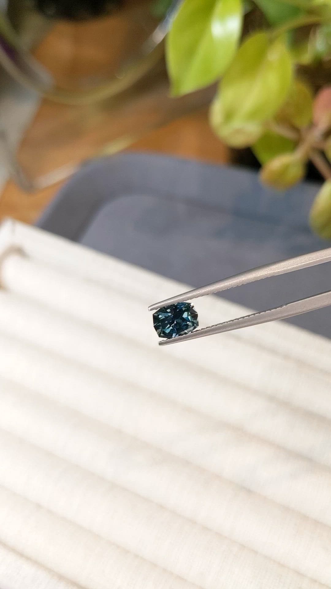 1.28 Ct. Bluish Green Sapphire from Montana Size Video