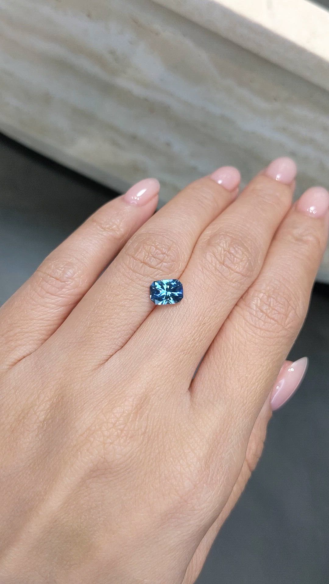 1.59 Ct. Greenish Blue Sapphire from Montana Size Video