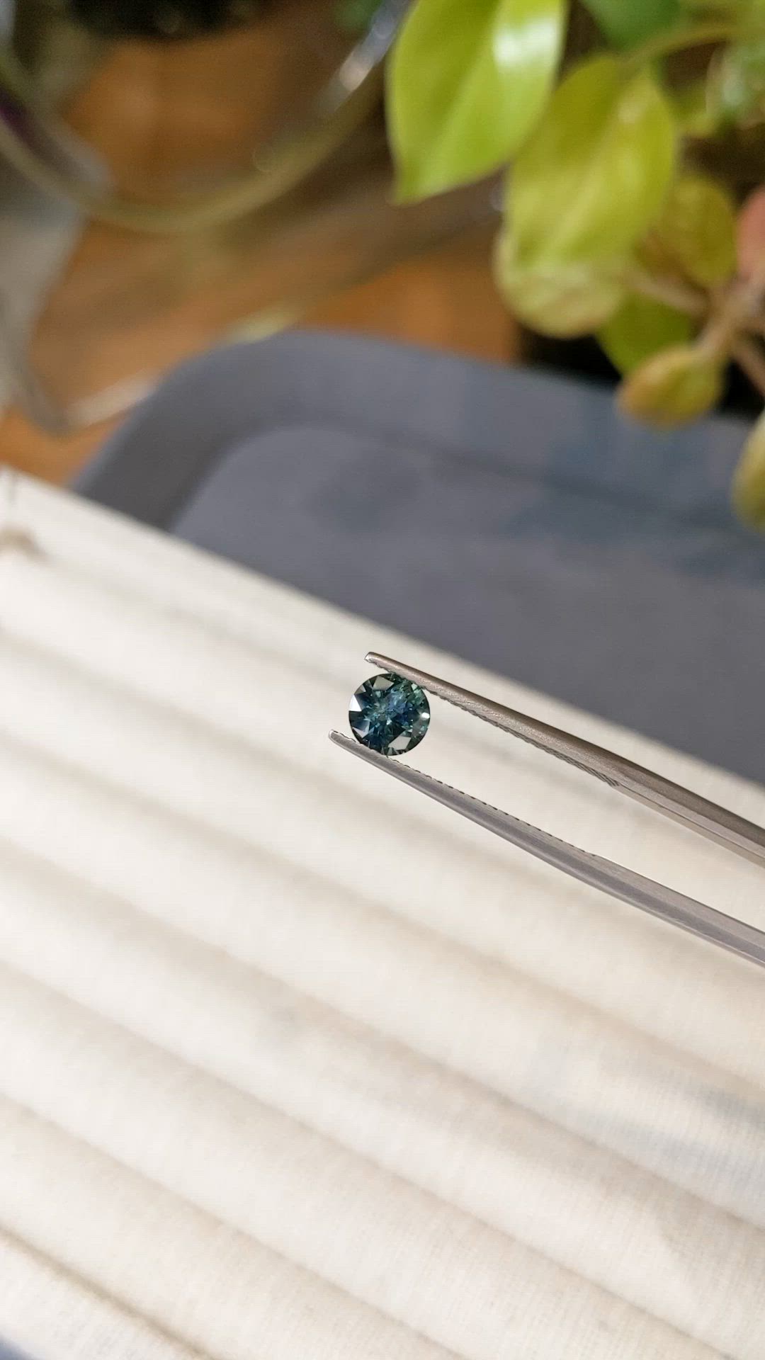 0.96 Ct. Bluish Green Sapphire from Montana Size Video