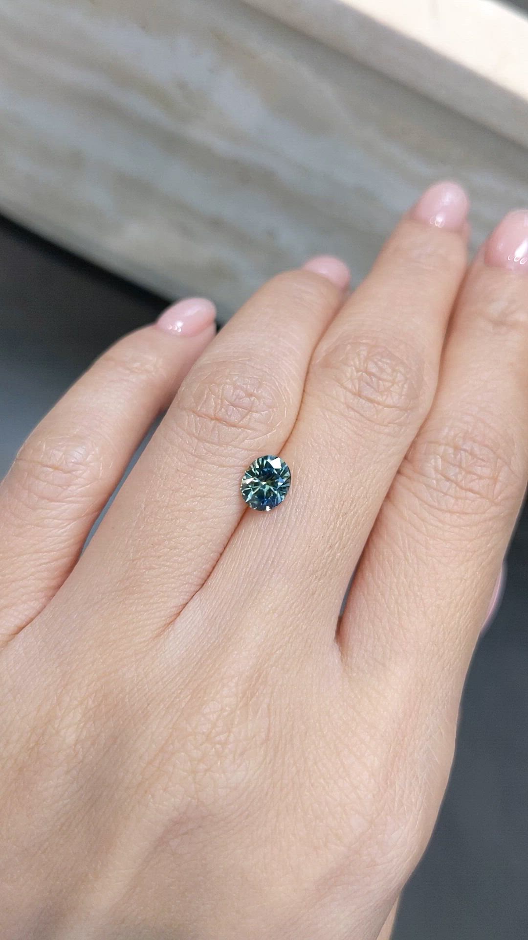 1.20 Ct. Bluish Green Sapphire from Montana Size Video