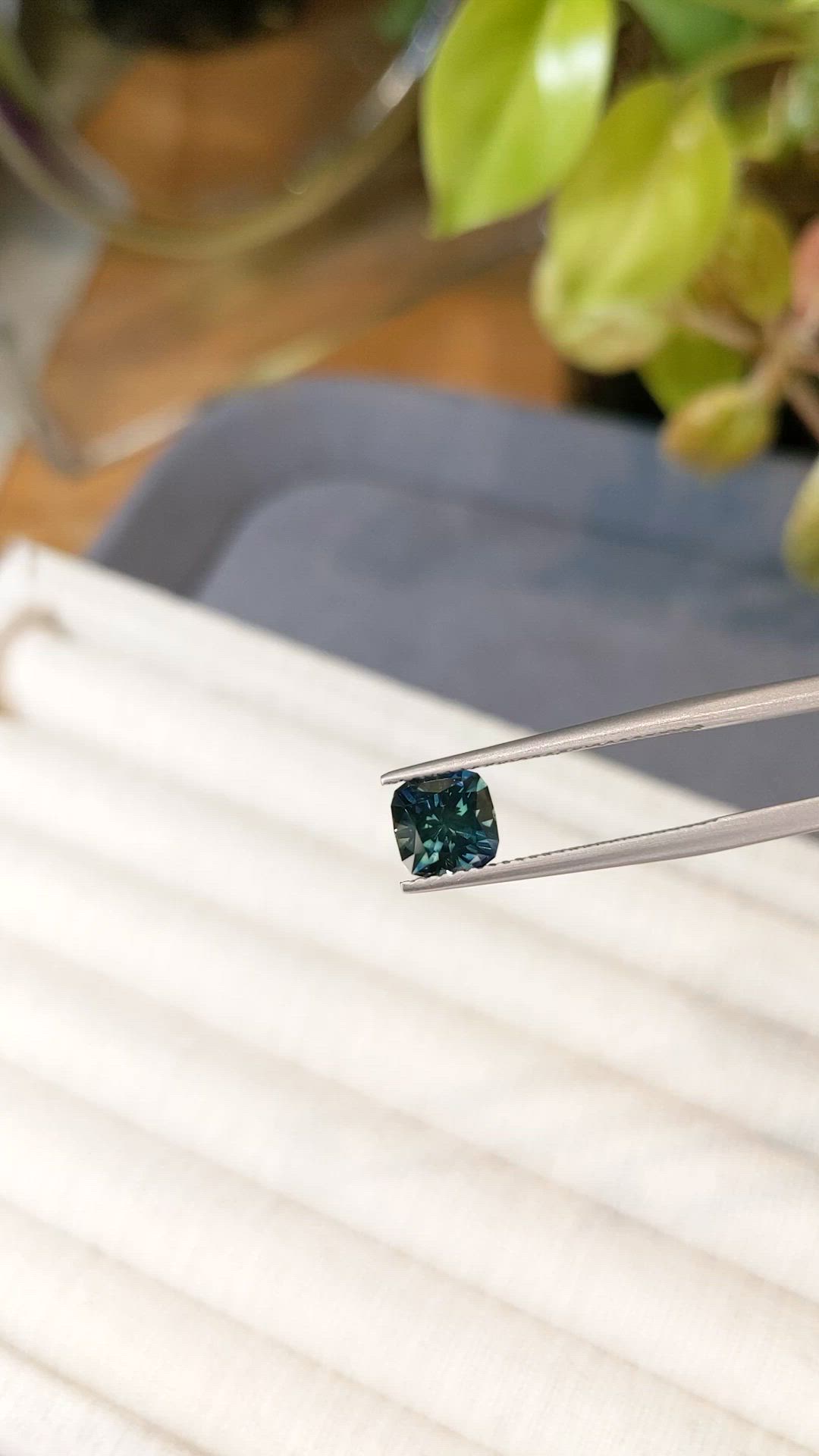 1.63 Ct. Bluish Green Sapphire from Montana Size Video