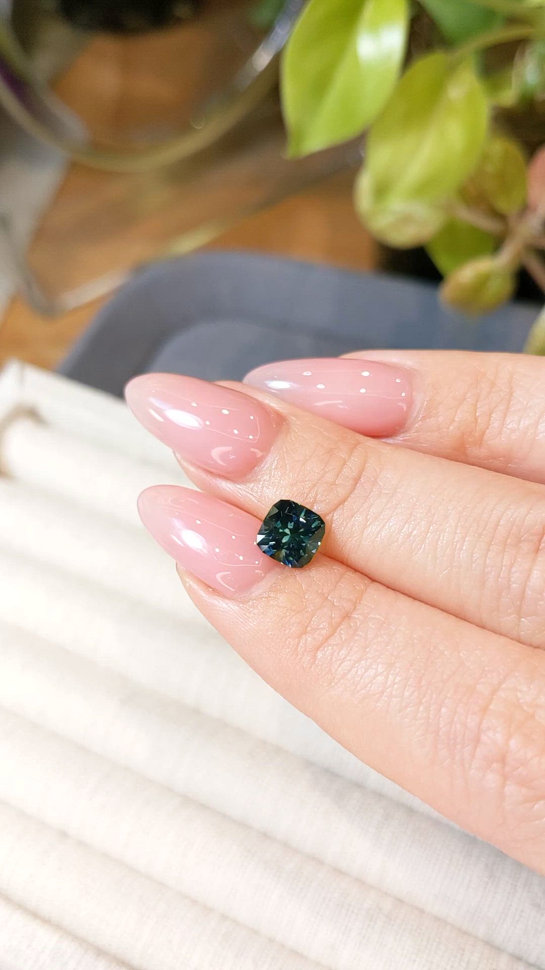 1.63 Ct. Bluish Green Sapphire from Montana Size Video