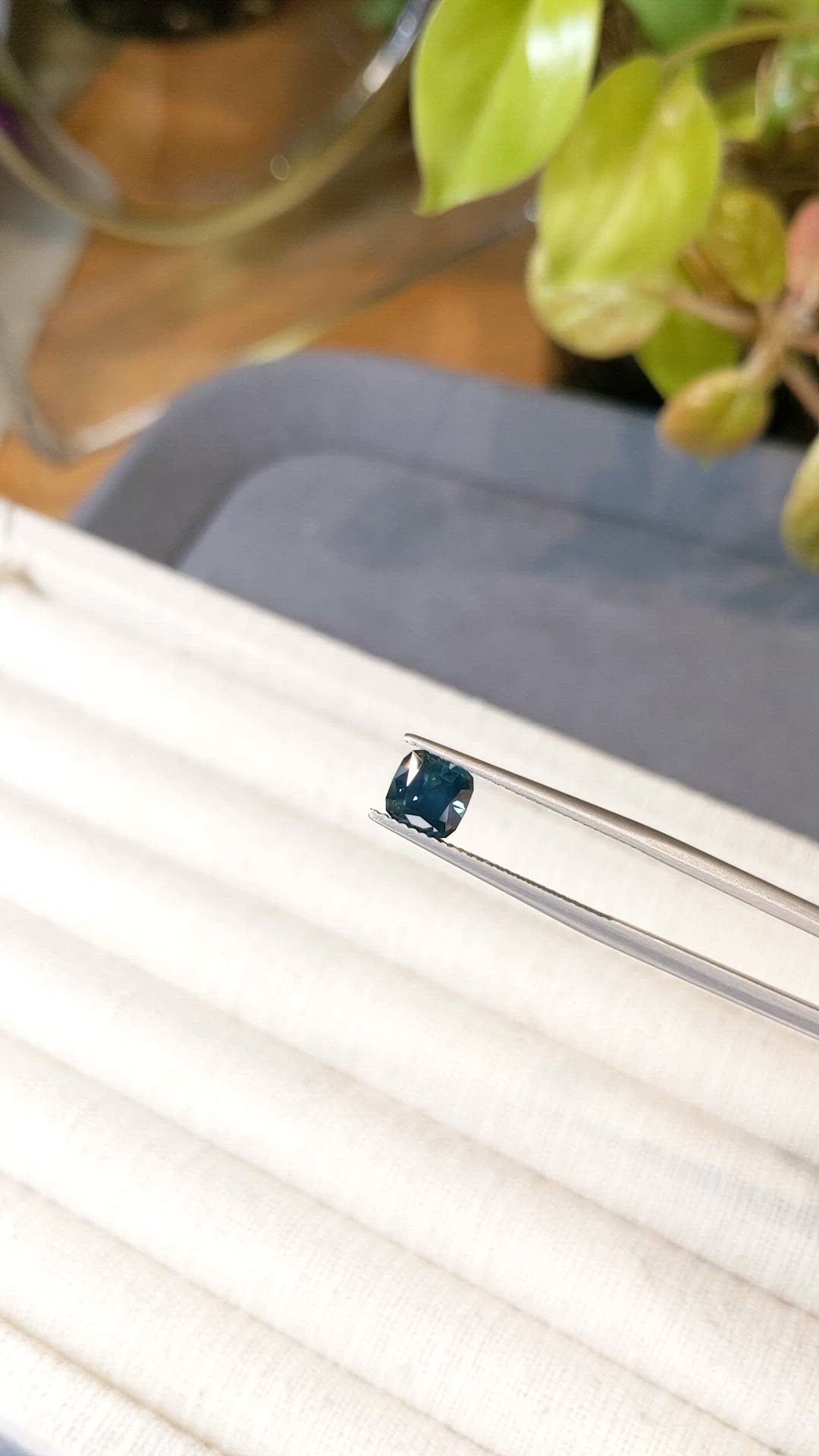 1.35 Ct. Bluish Green Sapphire from Montana Size Video
