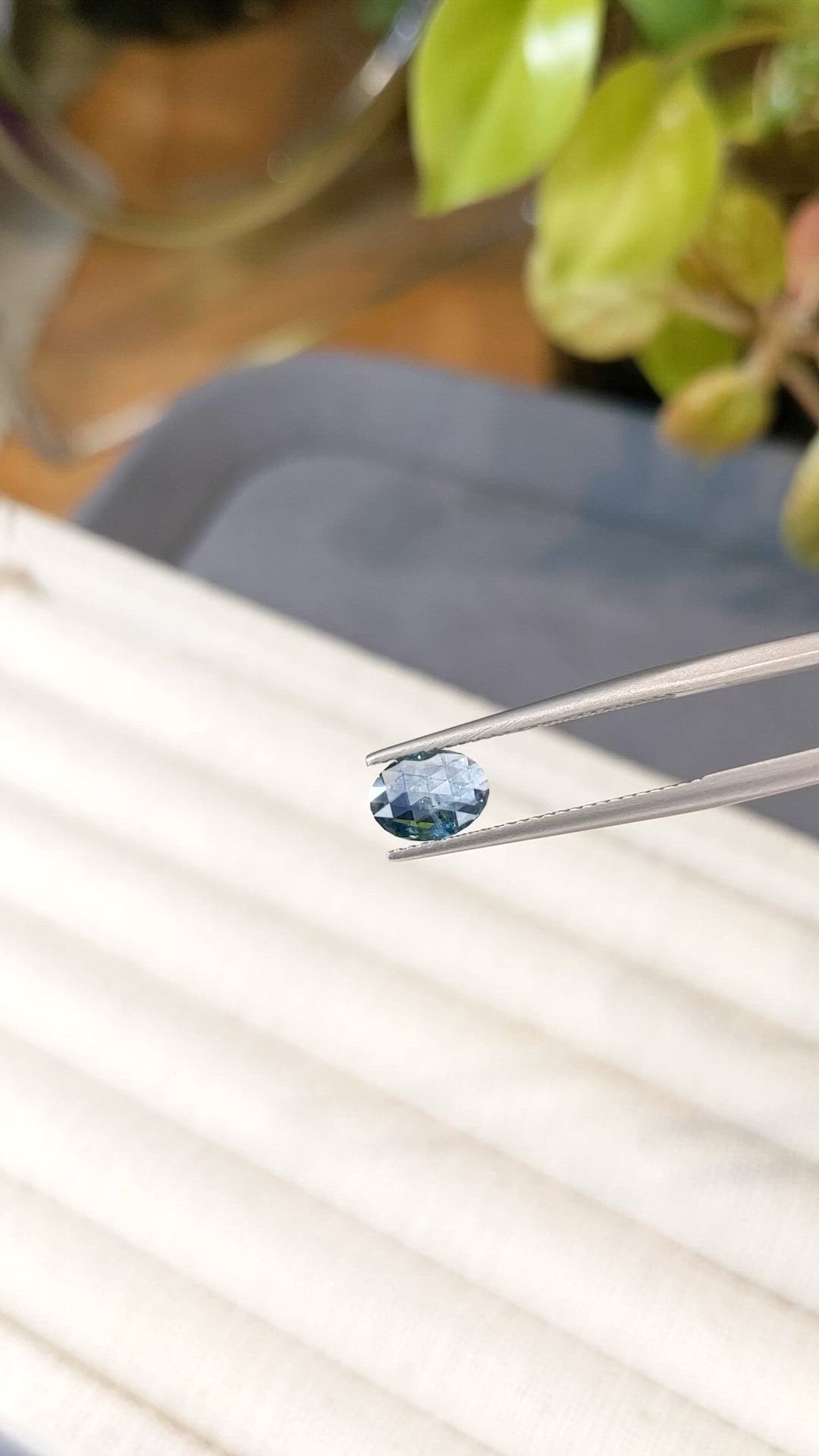 0.79 Ct. Greenish Blue Sapphire from Montana Size Video