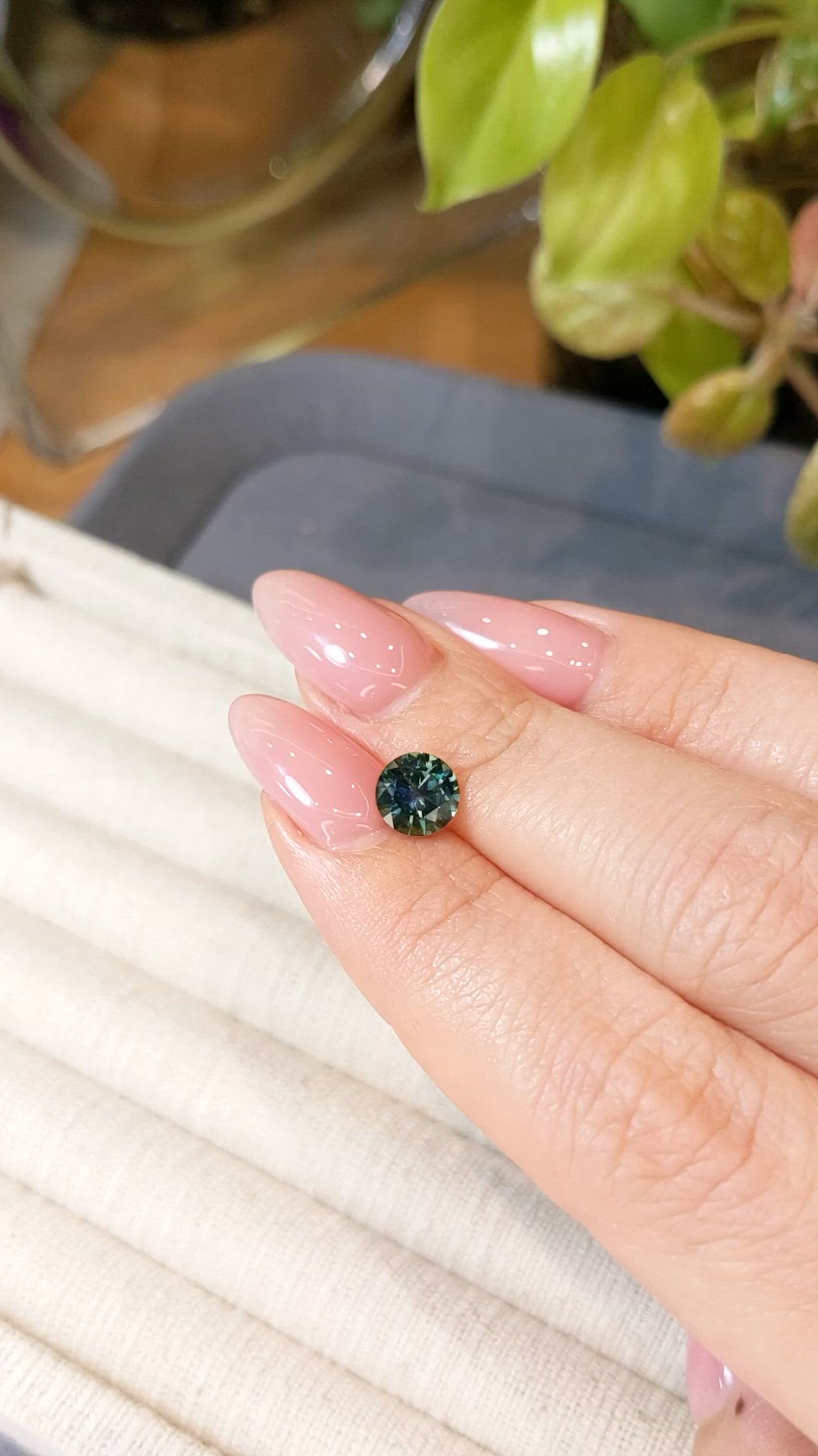 1.54 Ct. Bluish Green Sapphire from Montana Size Video
