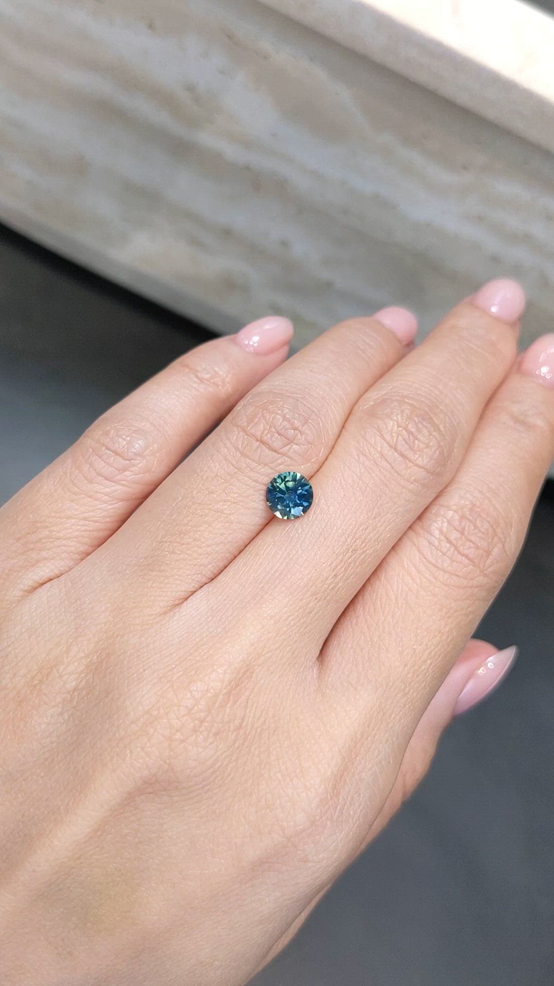 1.22 Ct. Bluish Green Sapphire from Montana Size Video
