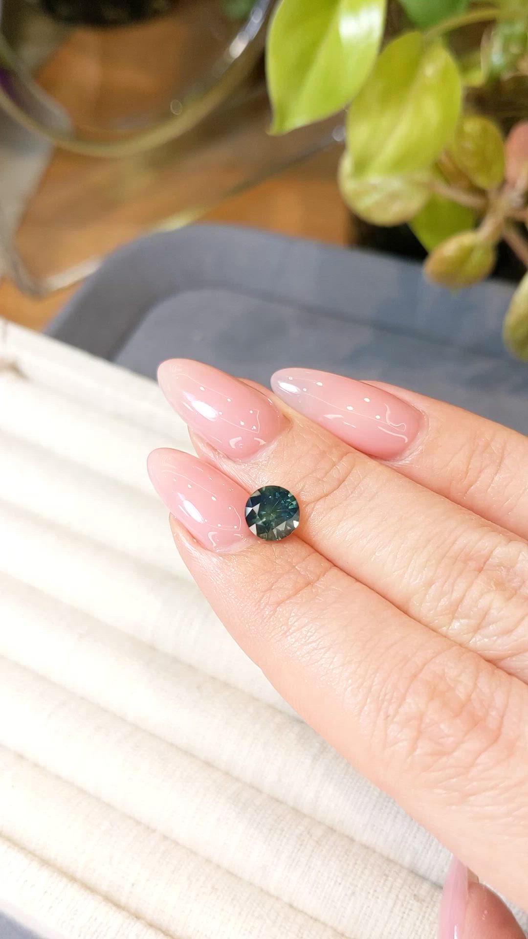 1.59 Ct. Bluish Green Sapphire from Montana Size Video