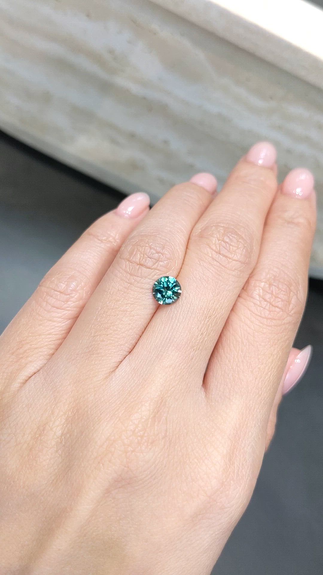 1.29 Ct. Bluish Green Sapphire from Montana Size Video