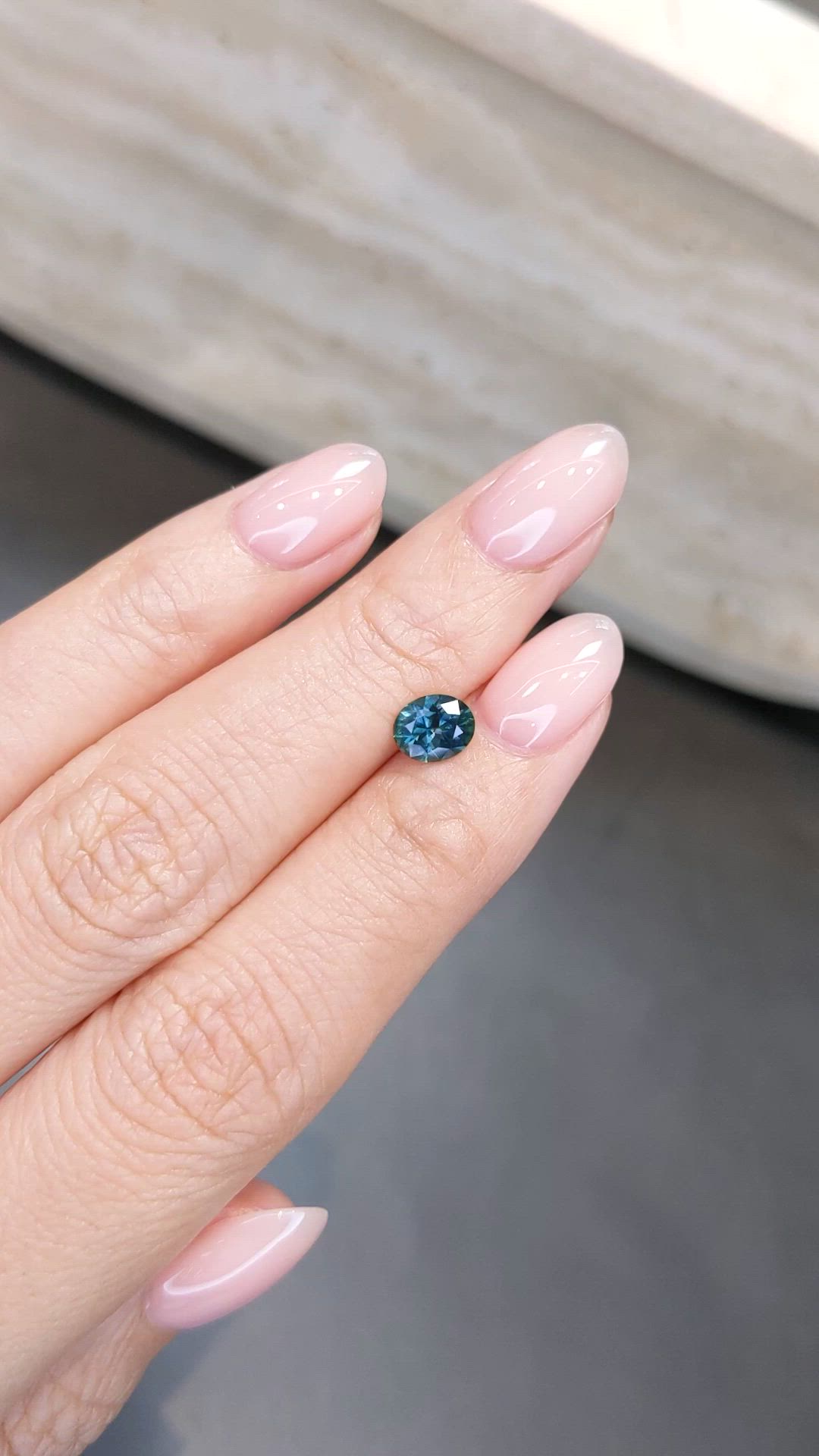 0.94 Ct. Bluish Green Sapphire from Montana Size Video