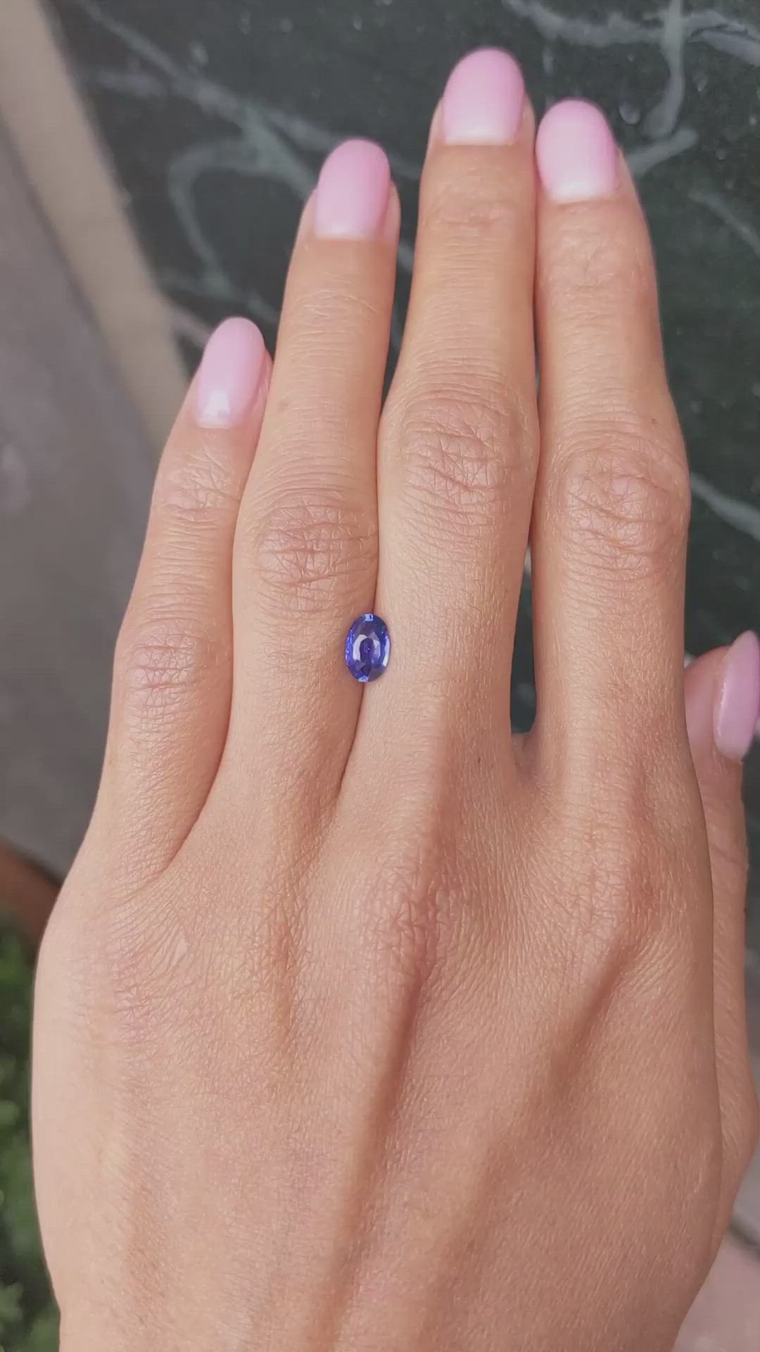 1.10 Ct. Blue Sapphire from Ceylon (Sri Lanka) Size Video