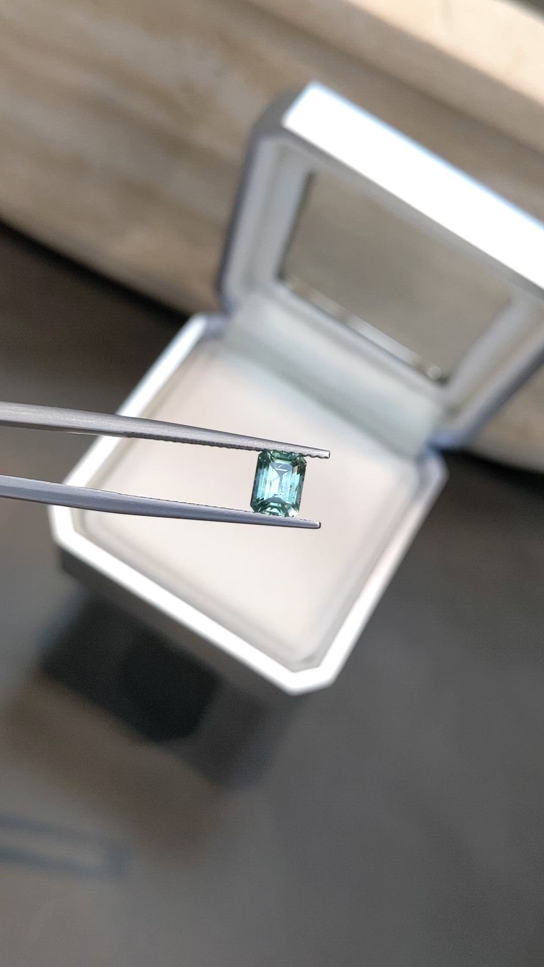 1.22 Ct. Bluish Green Sapphire from Montana Size Video