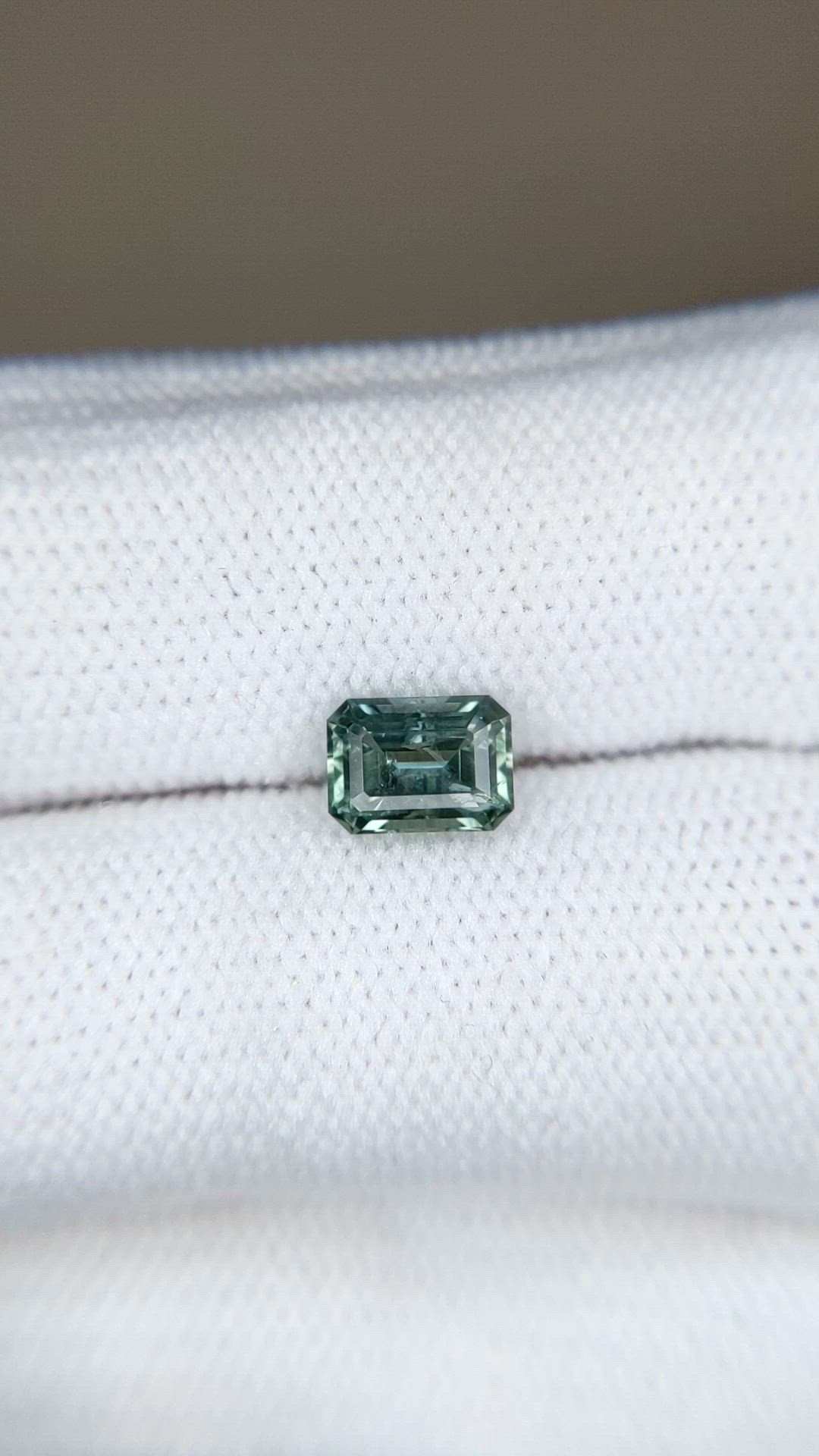 1.22 Ct. Bluish Green Sapphire from Montana Size Video