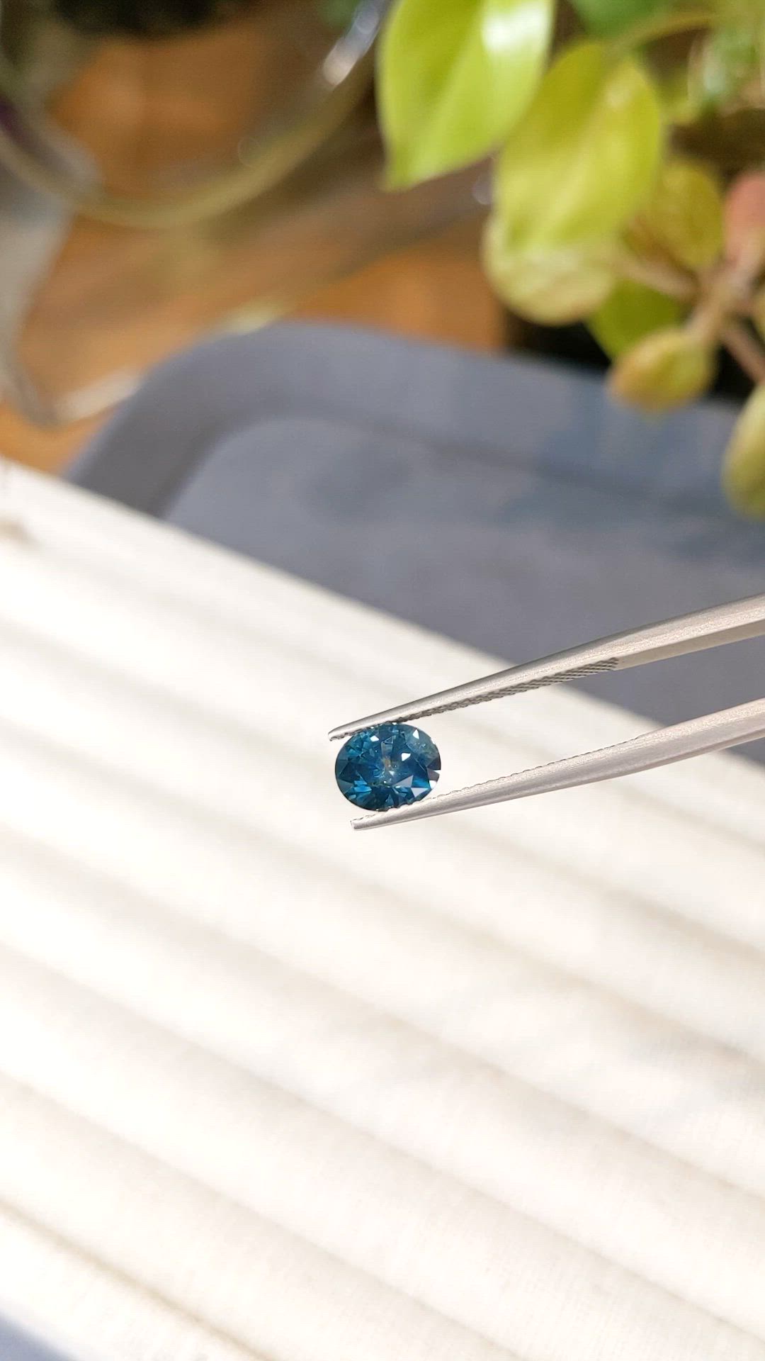 1.48 Ct. Greenish Blue Sapphire from Montana Size Video