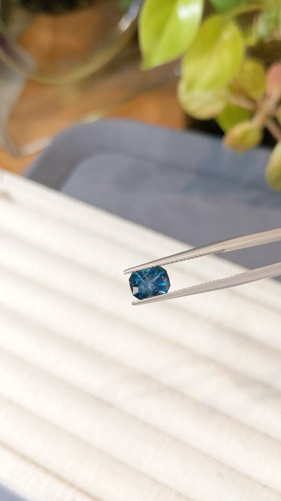 1.58 Ct. Greenish Blue Sapphire from Montana Size Video