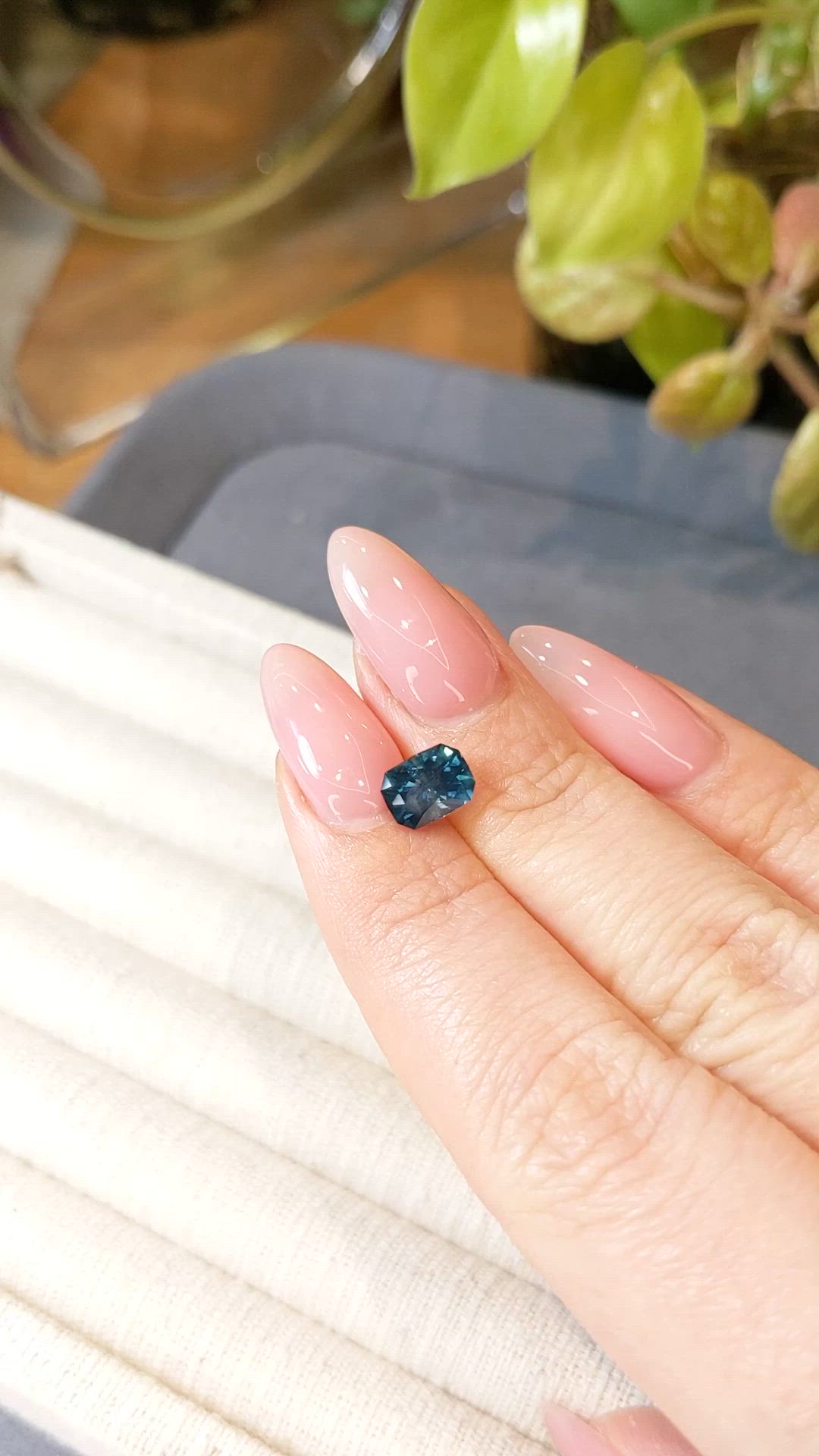 1.58 Ct. Greenish Blue Sapphire from Montana Size Video