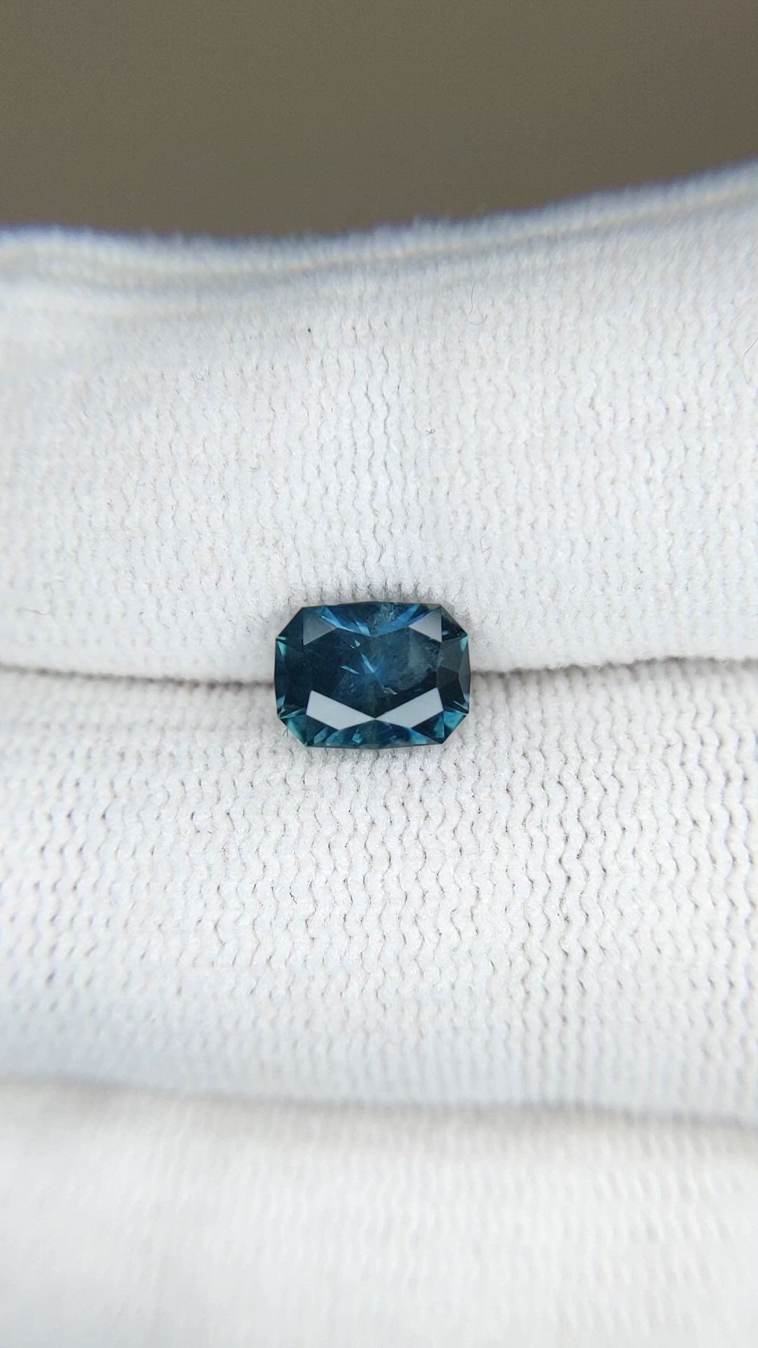 1.58 Ct. Greenish Blue Sapphire from Montana Size Video