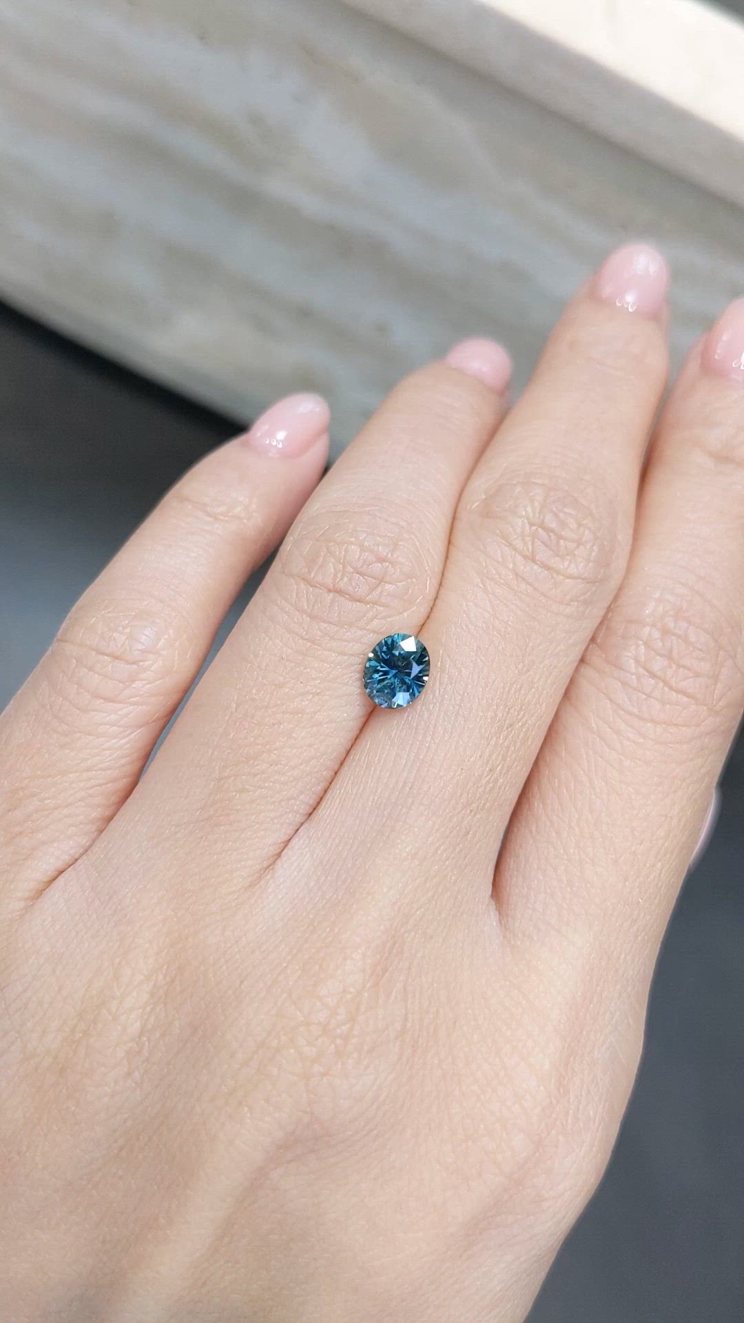 1.21 Ct. Bluish Green Sapphire from Montana Size Video