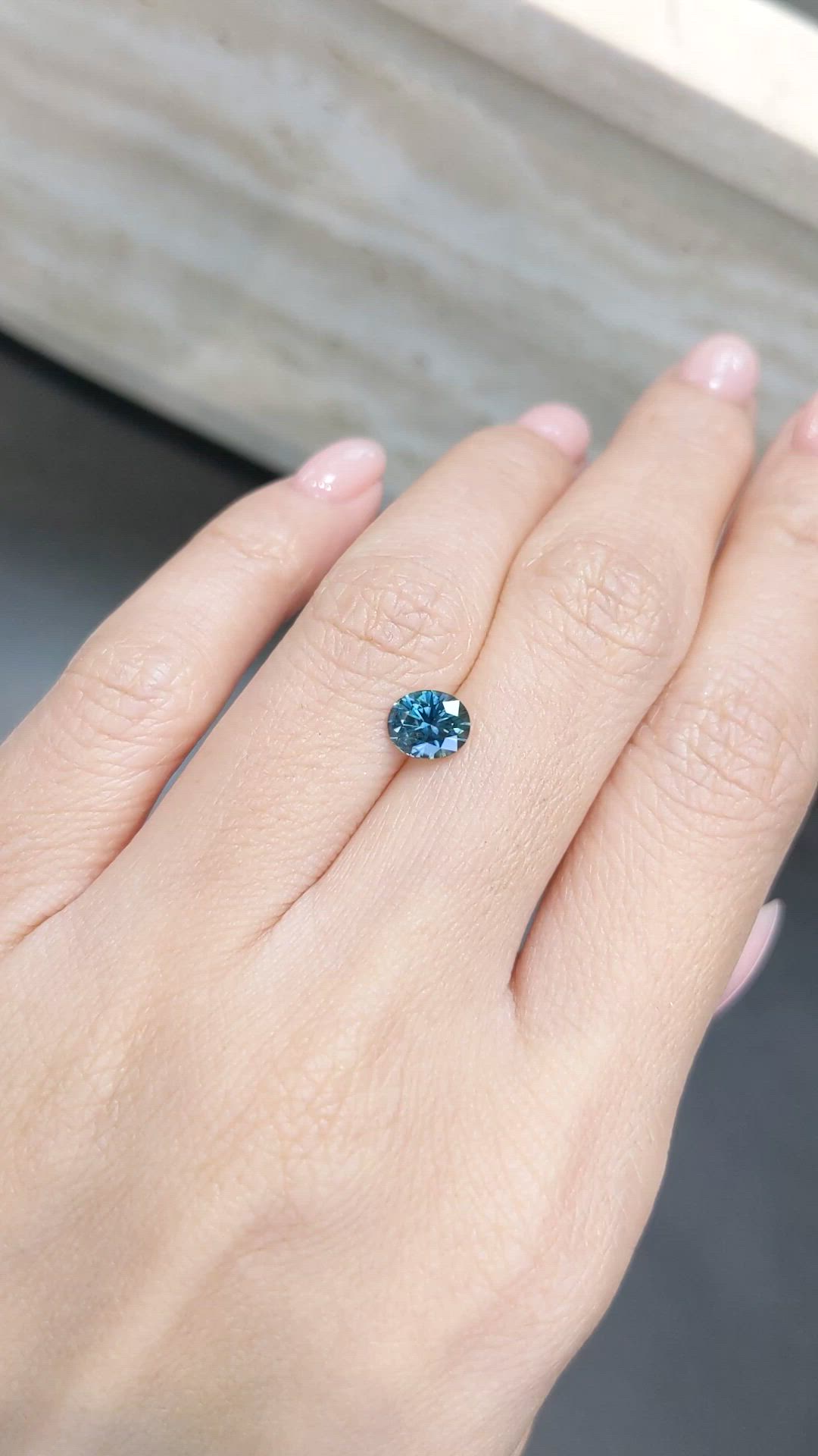 1.21 Ct. Bluish Green Sapphire from Montana Size Video