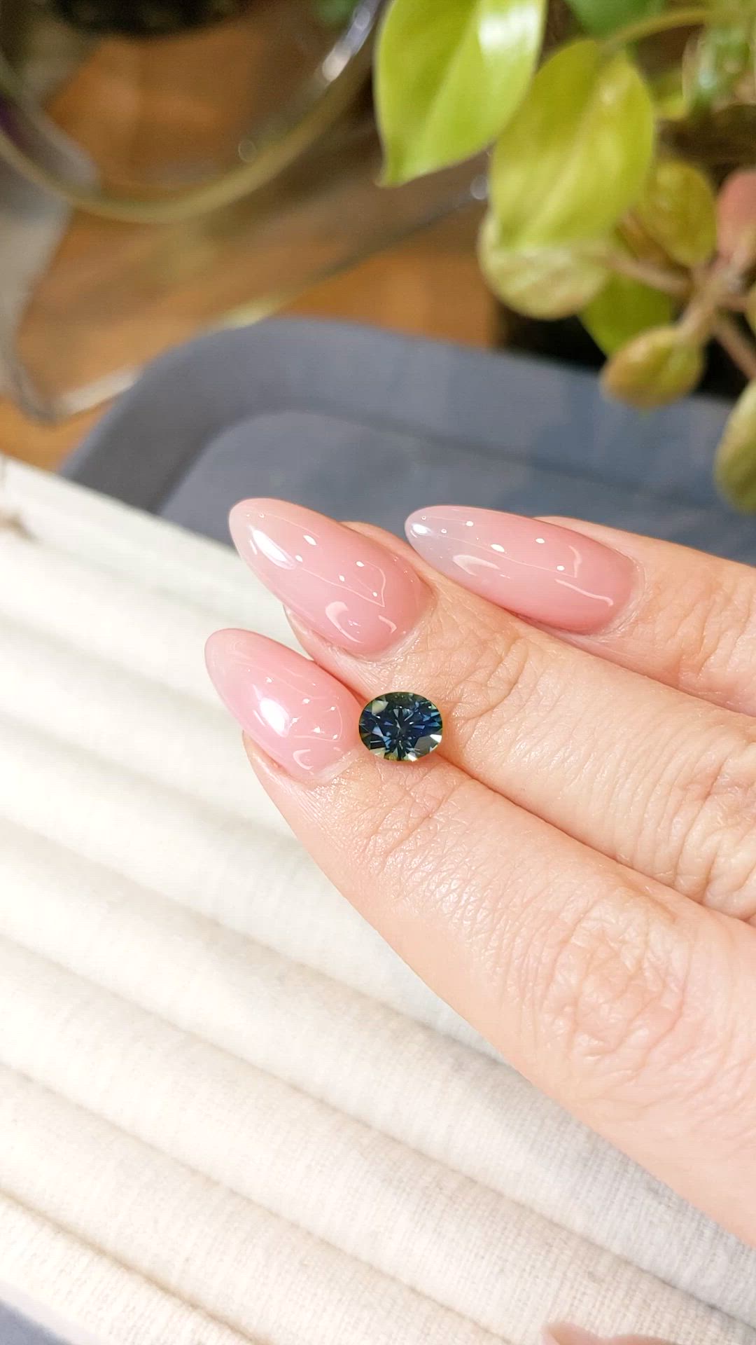 1.53 Ct. Bluish Green Sapphire from Montana Size Video