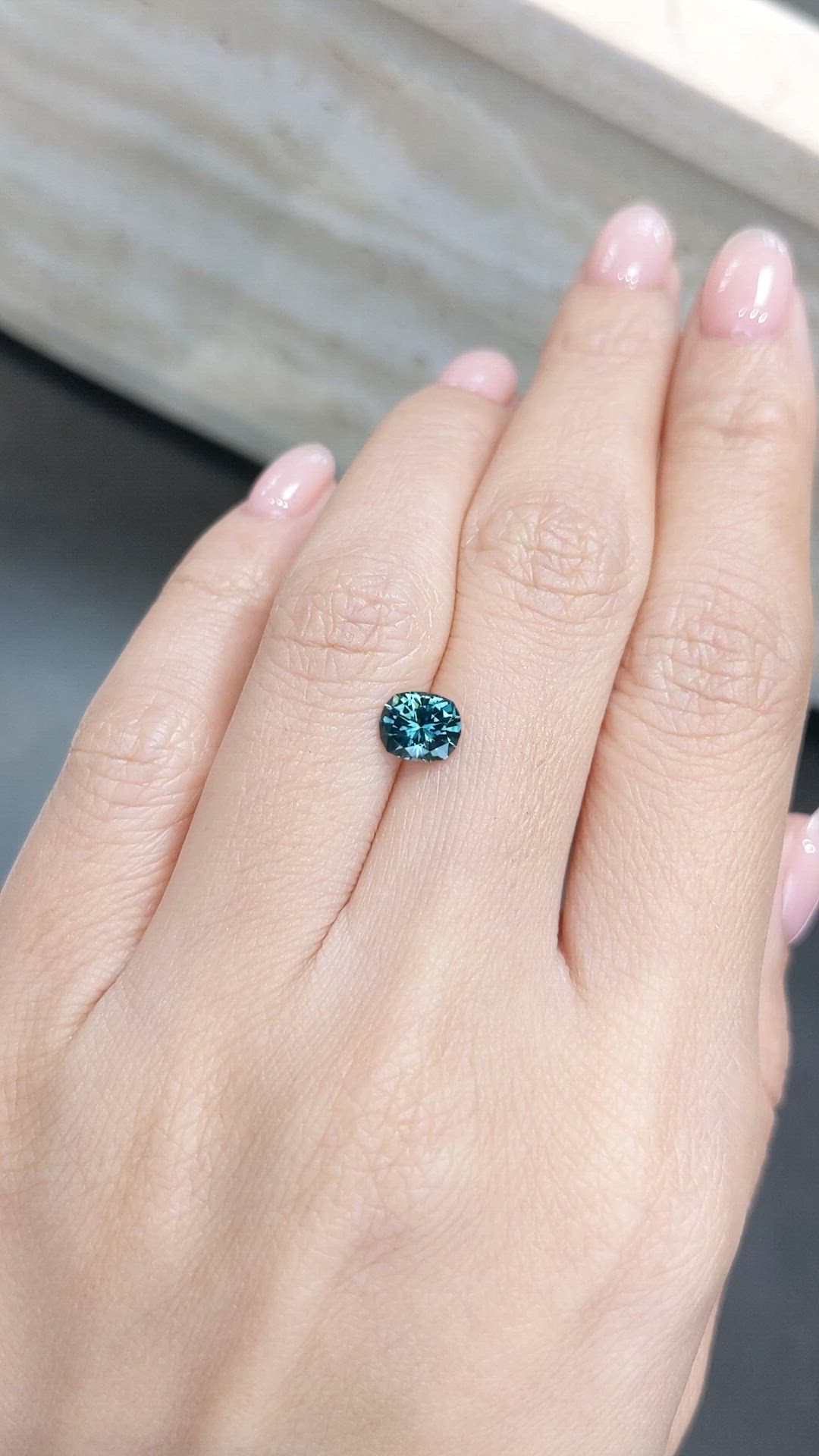 1.23 Ct. Bluish Green Sapphire from Montana Size Video