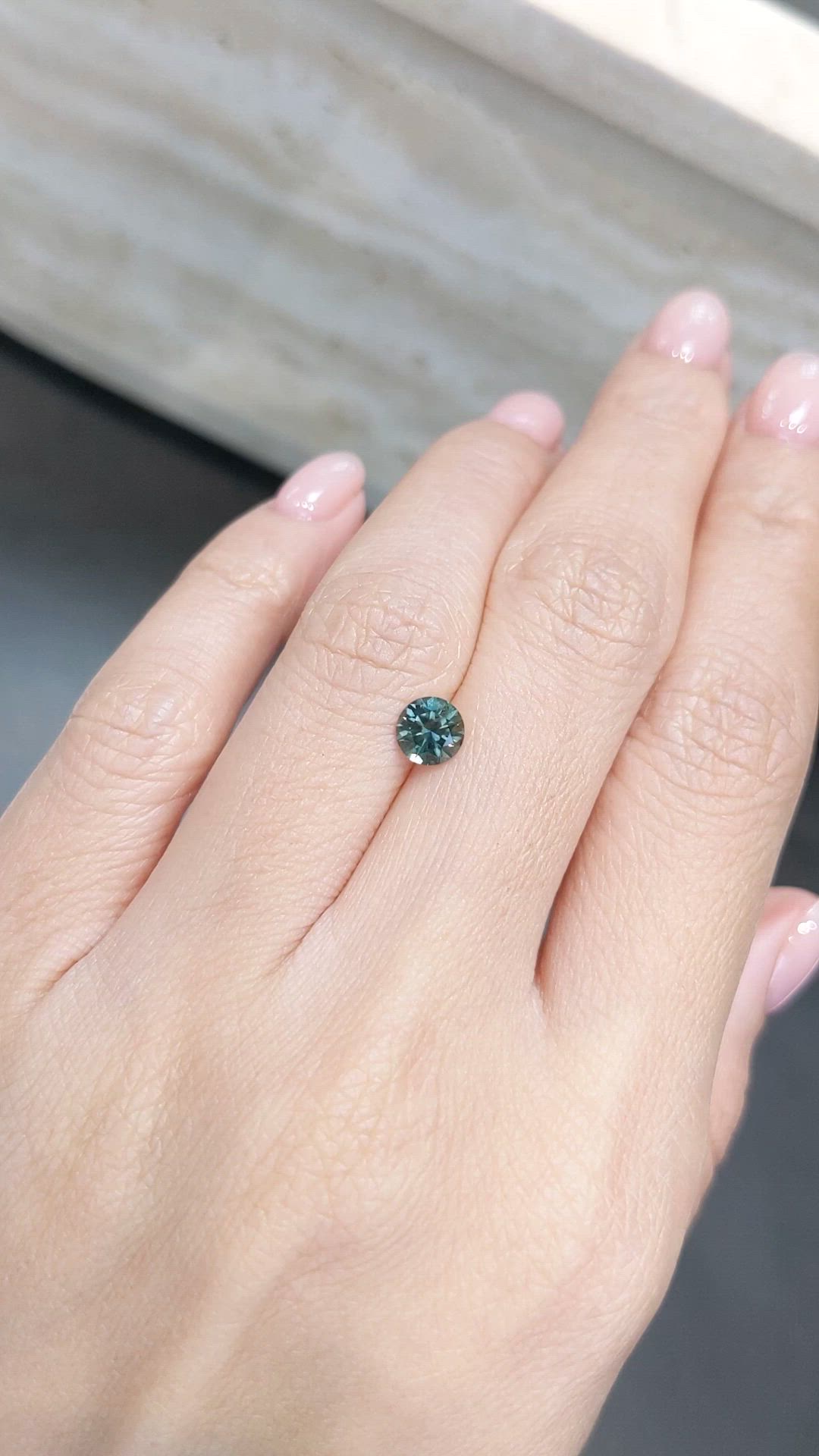 0.83 Ct. Bluish Green Sapphire from Montana Size Video