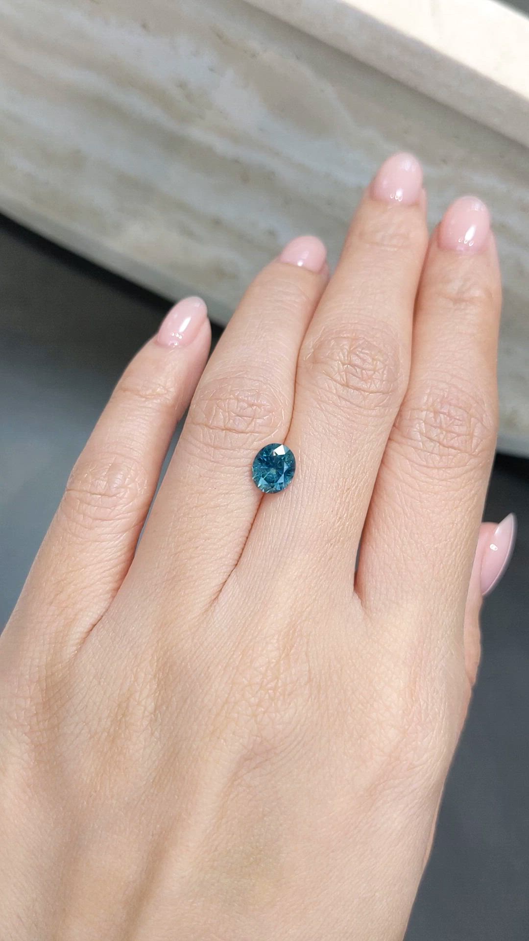 1.54 Ct. Bluish Green Sapphire from Montana Size Video