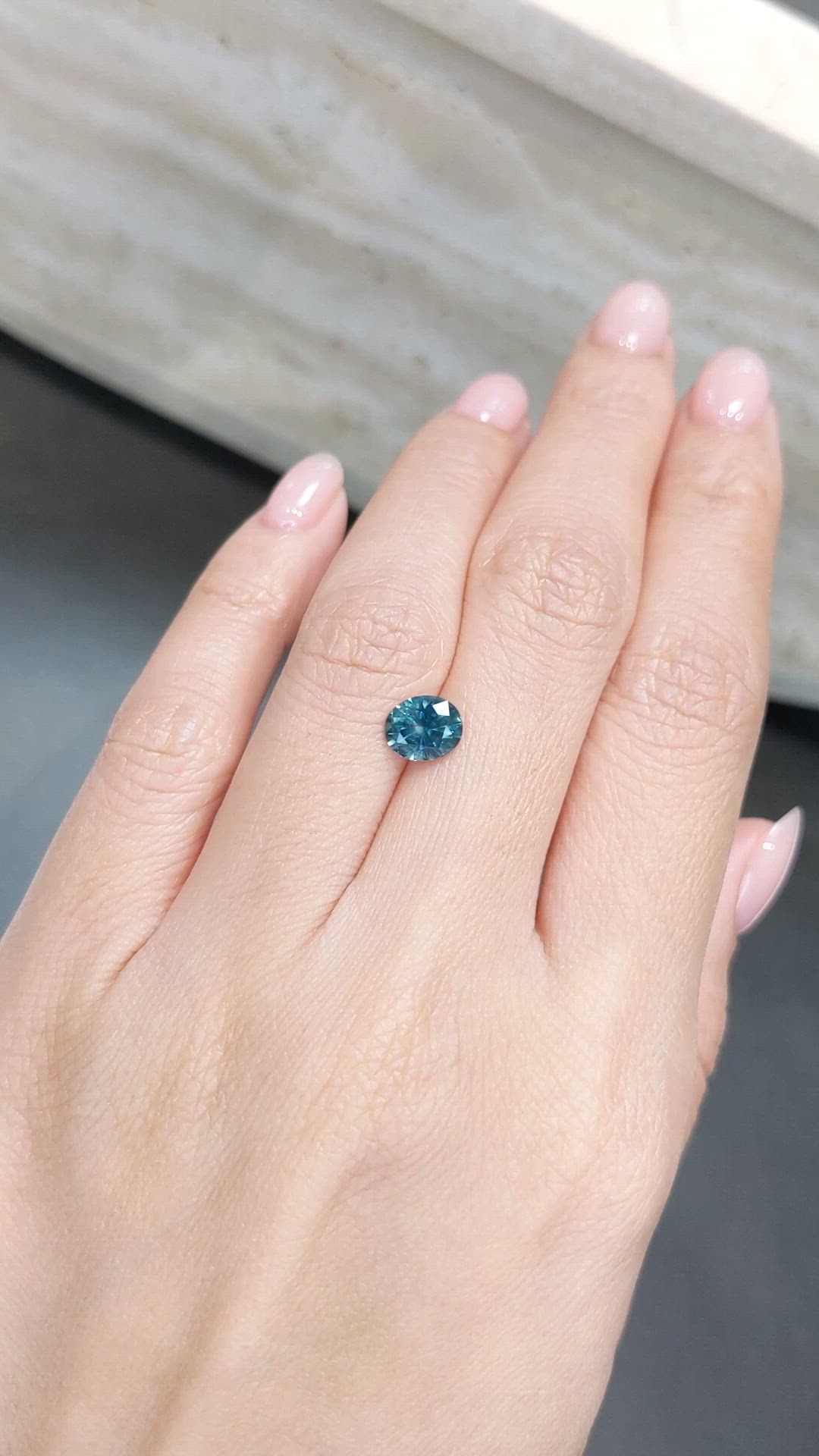 1.54 Ct. Bluish Green Sapphire from Montana Size Video