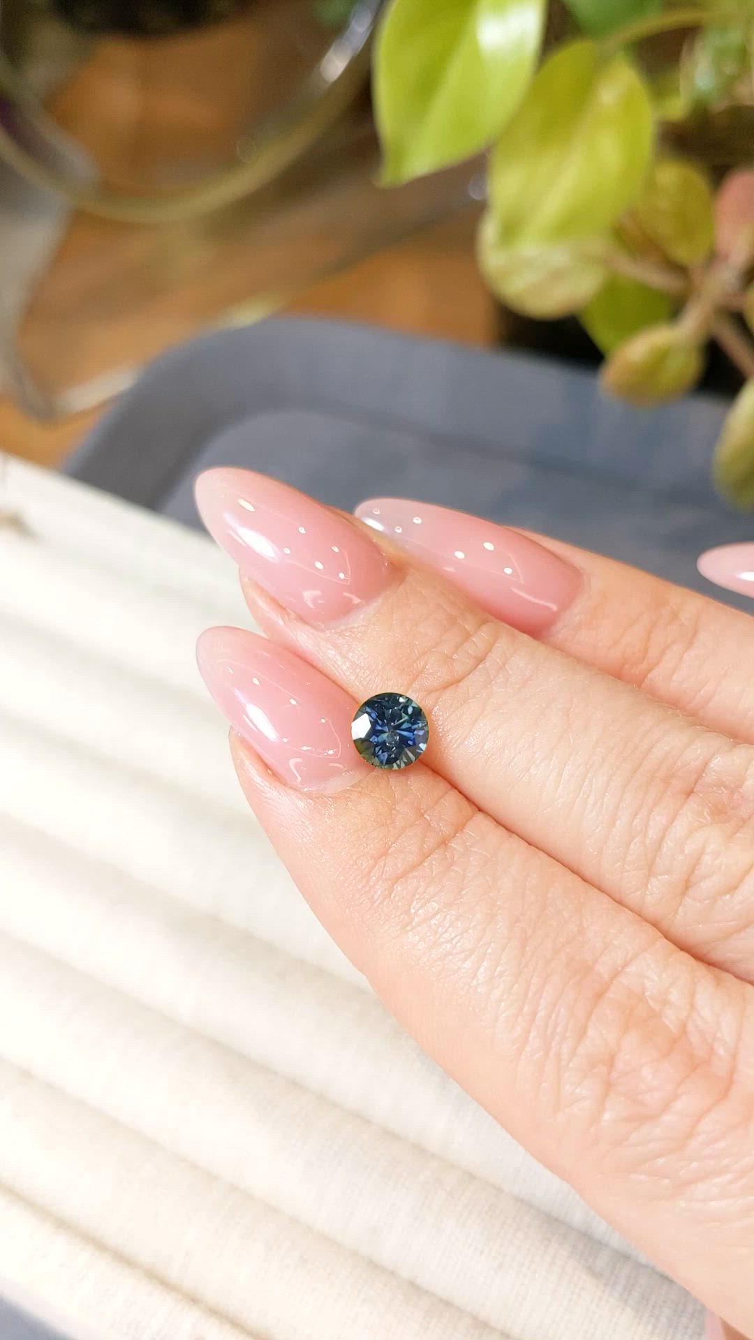 1.08 Ct. Bluish Green Sapphire from Montana Size Video