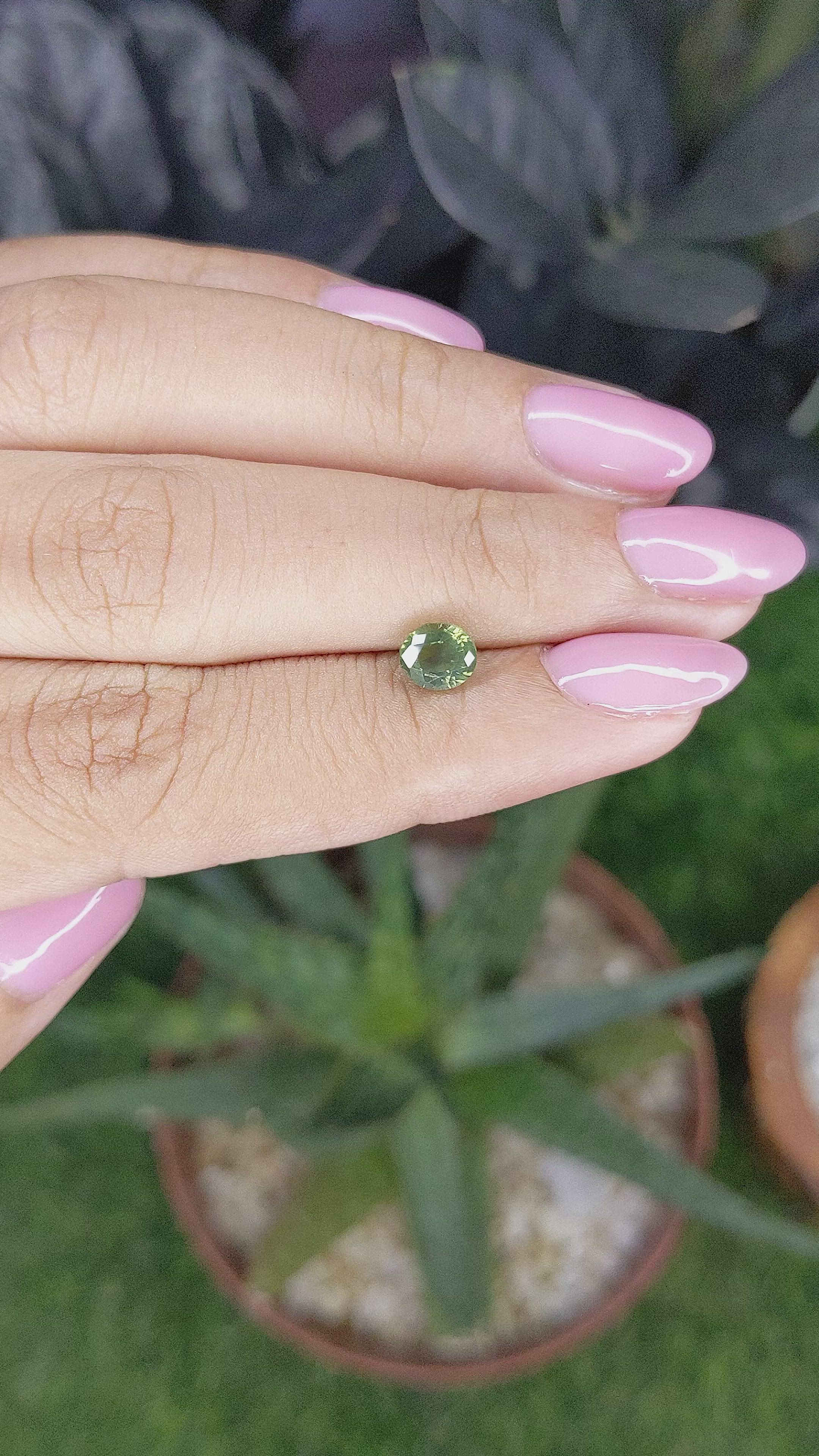 1.01 Ct. Yellowish Green Sapphire from Madagascar Size Video