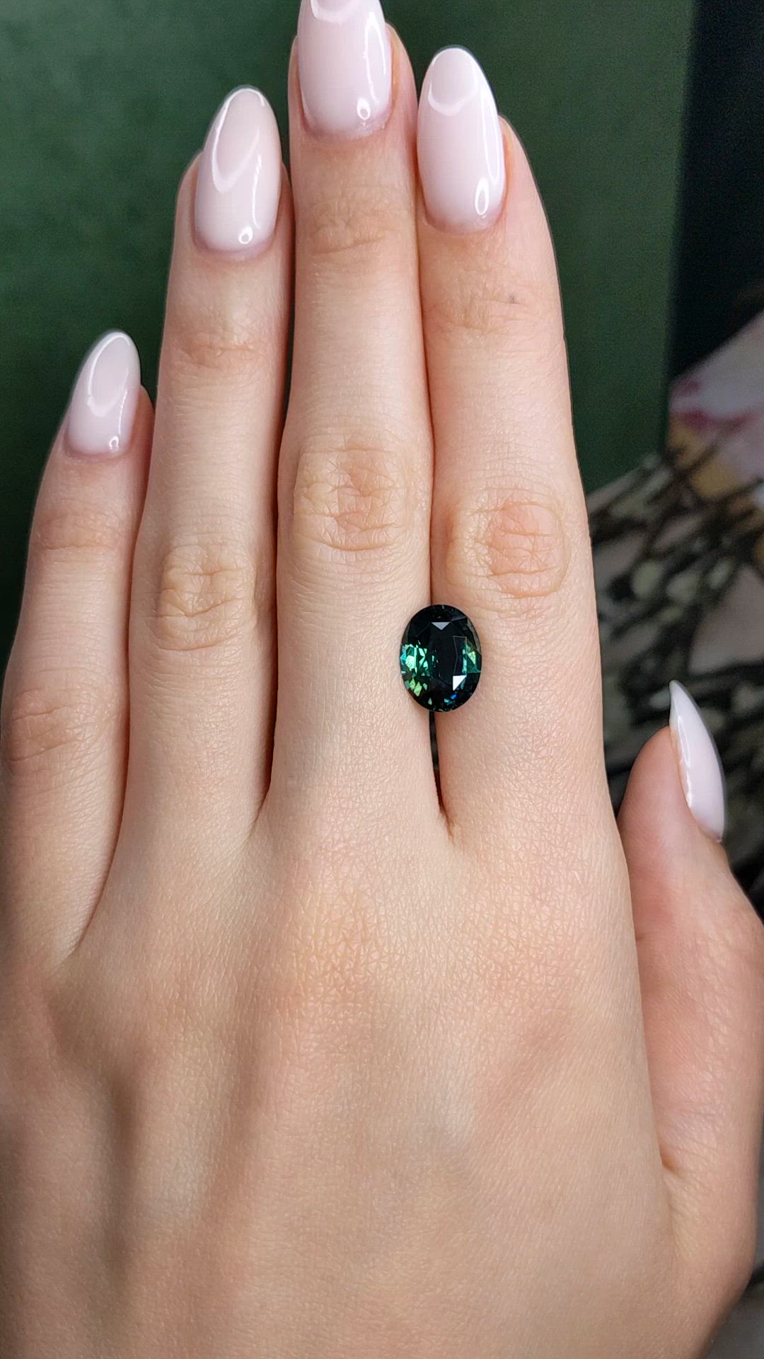 5.01 Ct. Bluish Green Sapphire from Madagascar Size Video