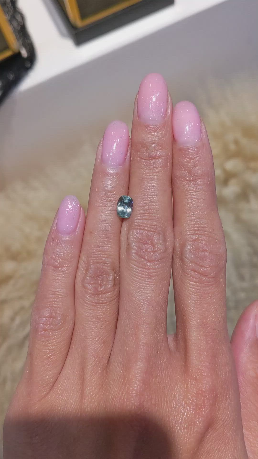 1.10 Ct. Bluish Green Sapphire from Montana Size Video