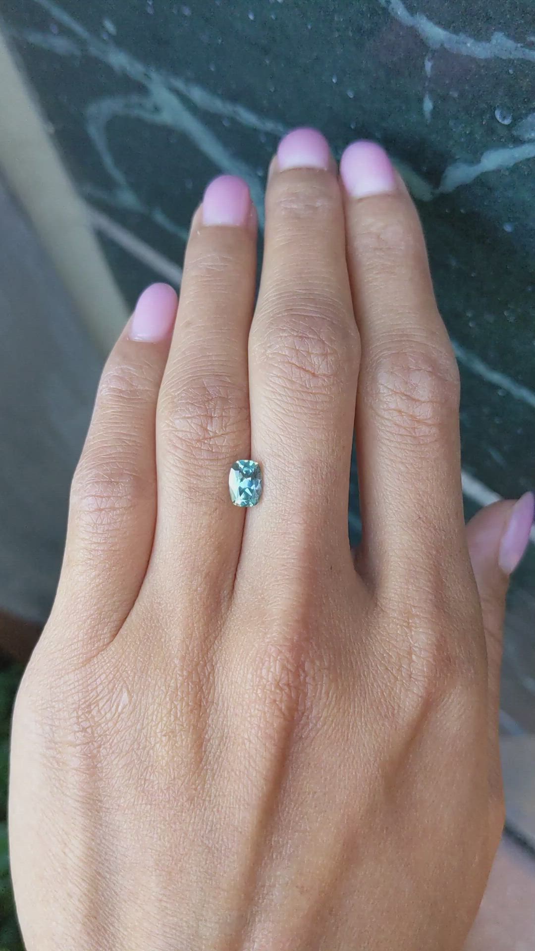 1.10 Ct. Bluish Green Sapphire from Montana Size Video