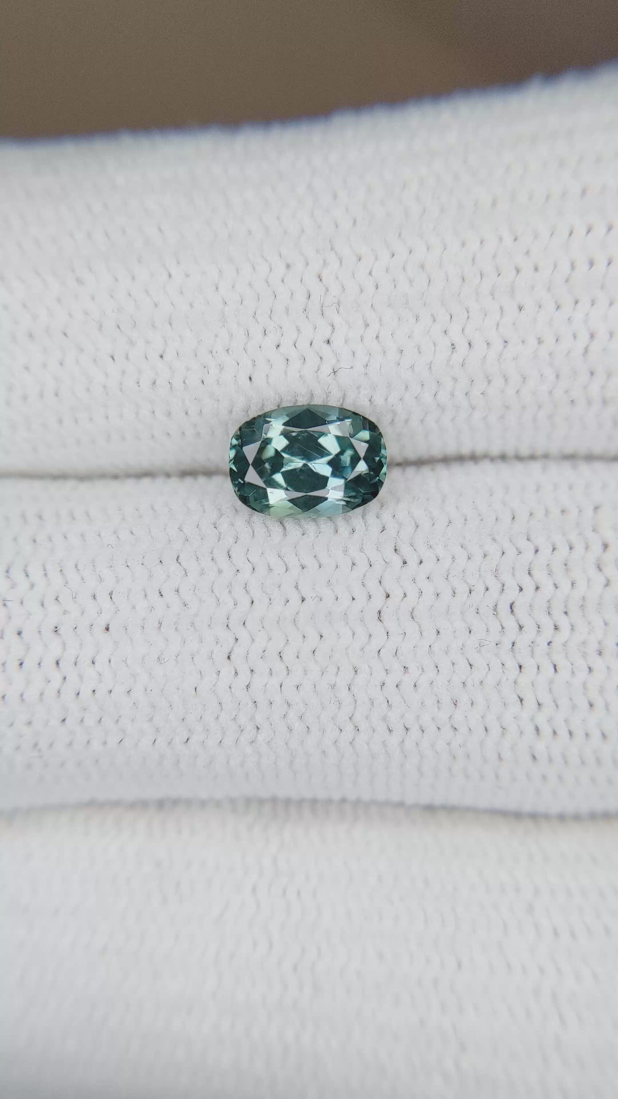 1.13 Ct. Greenish Blue Sapphire from Montana Size Video