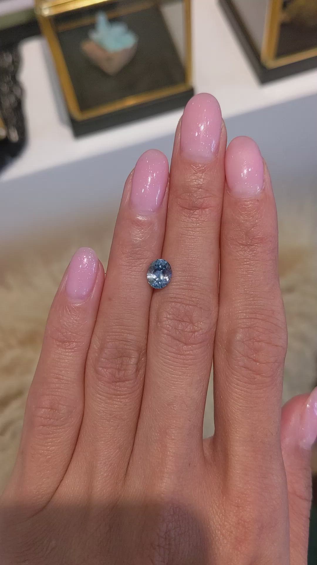1.16 Ct. Greenish Blue Sapphire from Montana Size Video