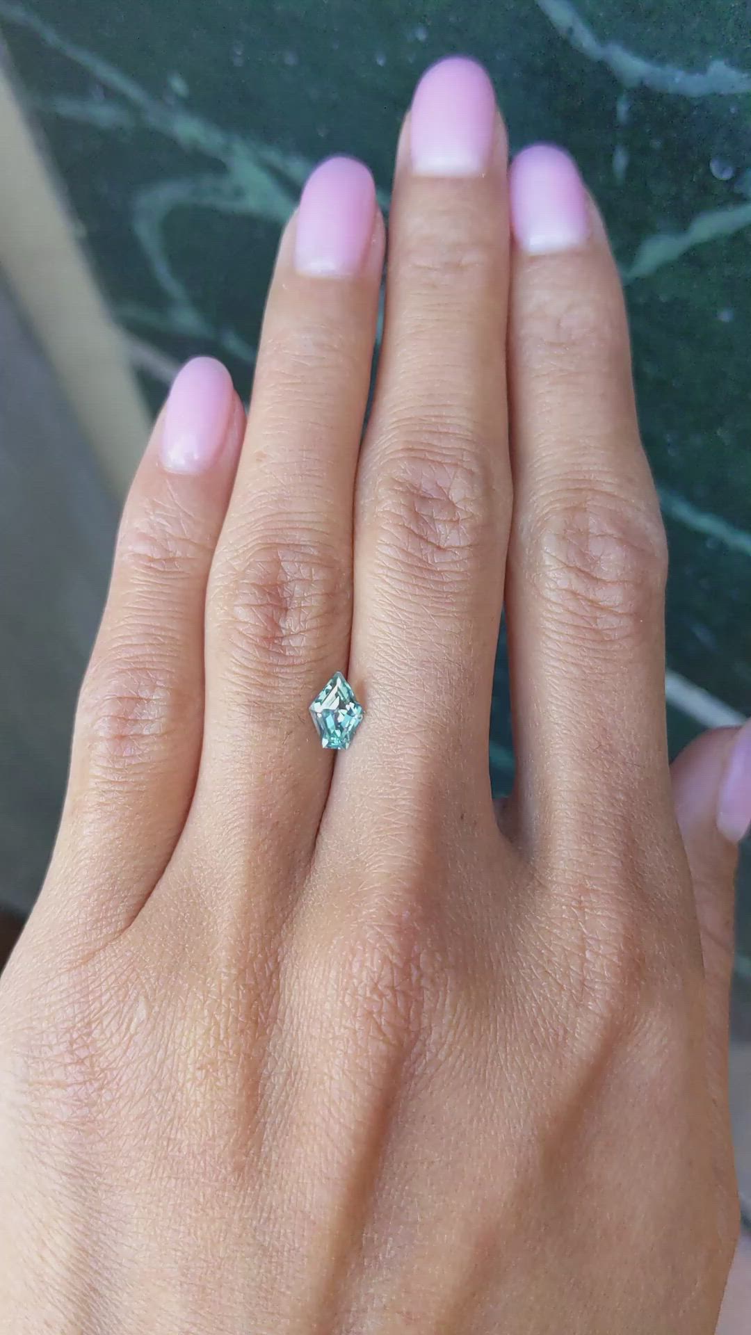 1.18 Ct. Bluish Green Sapphire from Montana Size Video