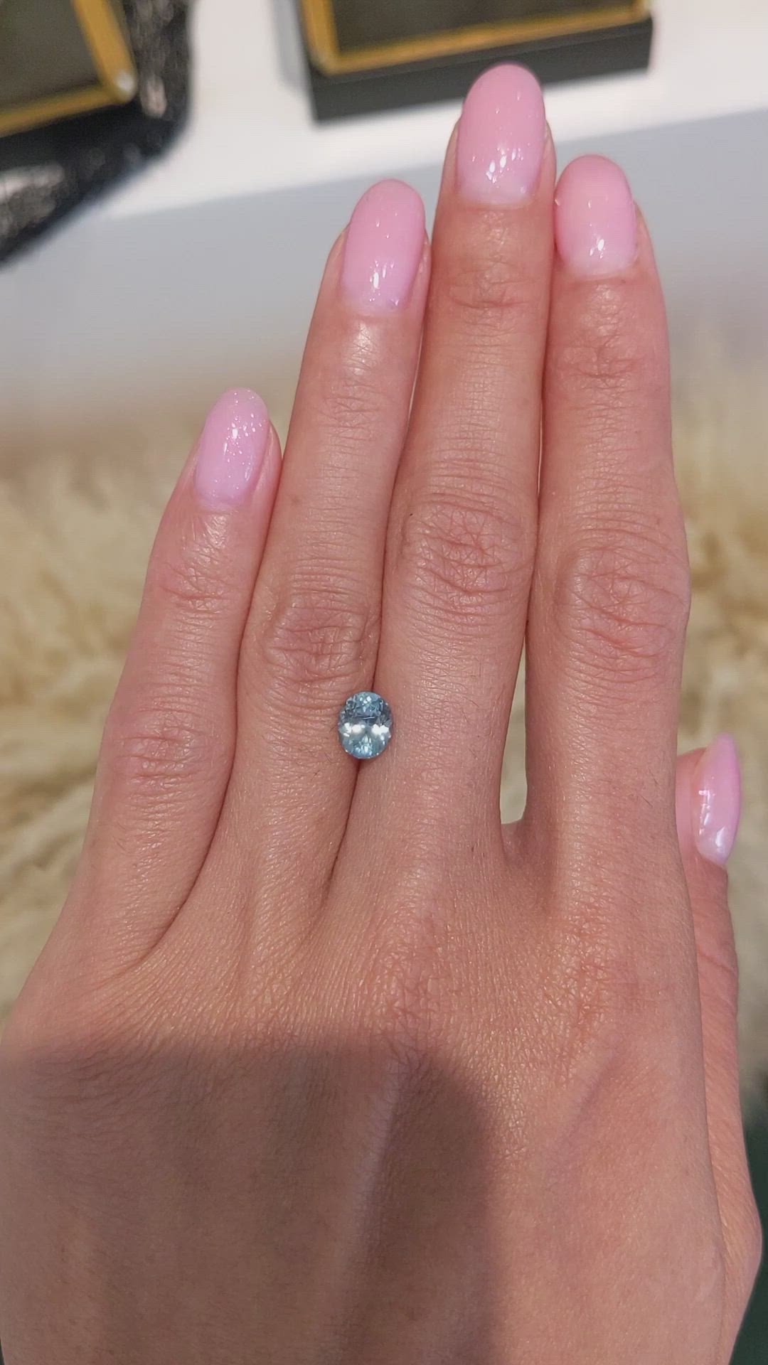 1.21 Ct. Bluish Green Sapphire from Montana Size Video