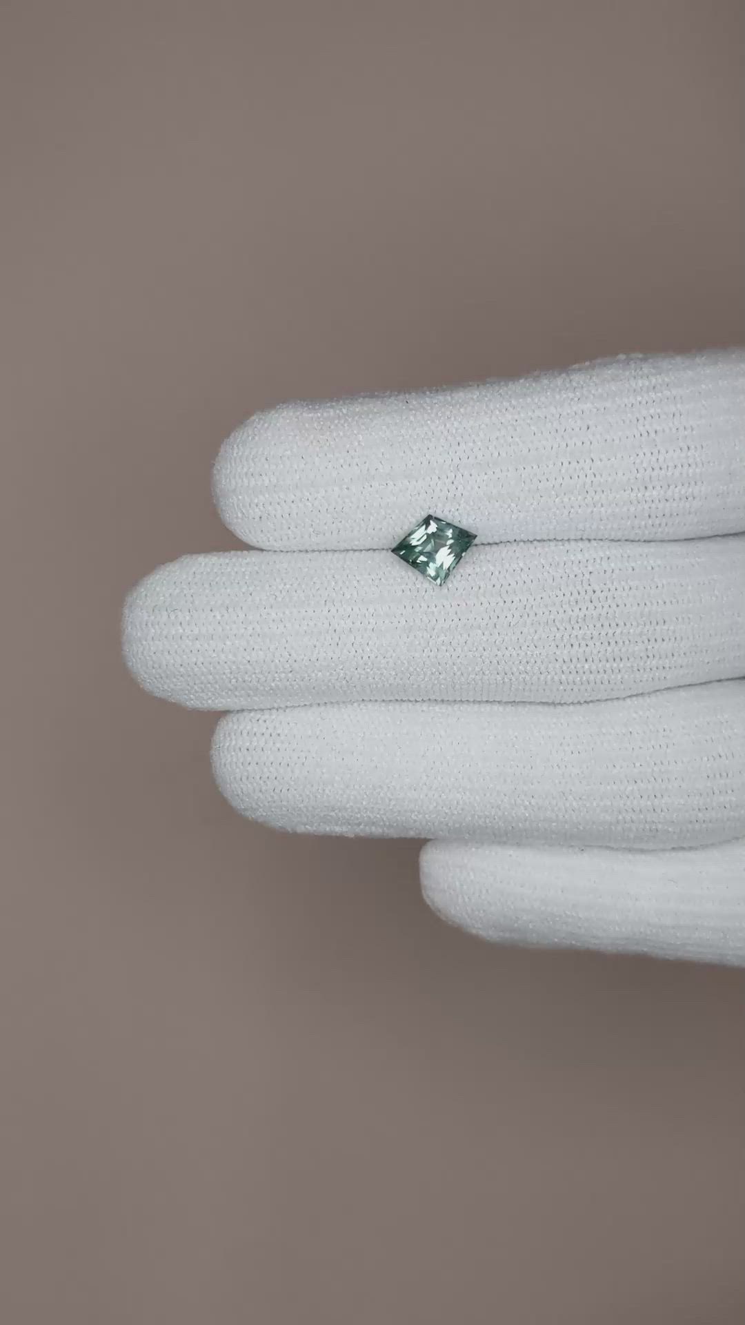 1.29 Ct. Bluish Green Sapphire from Montana Size Video