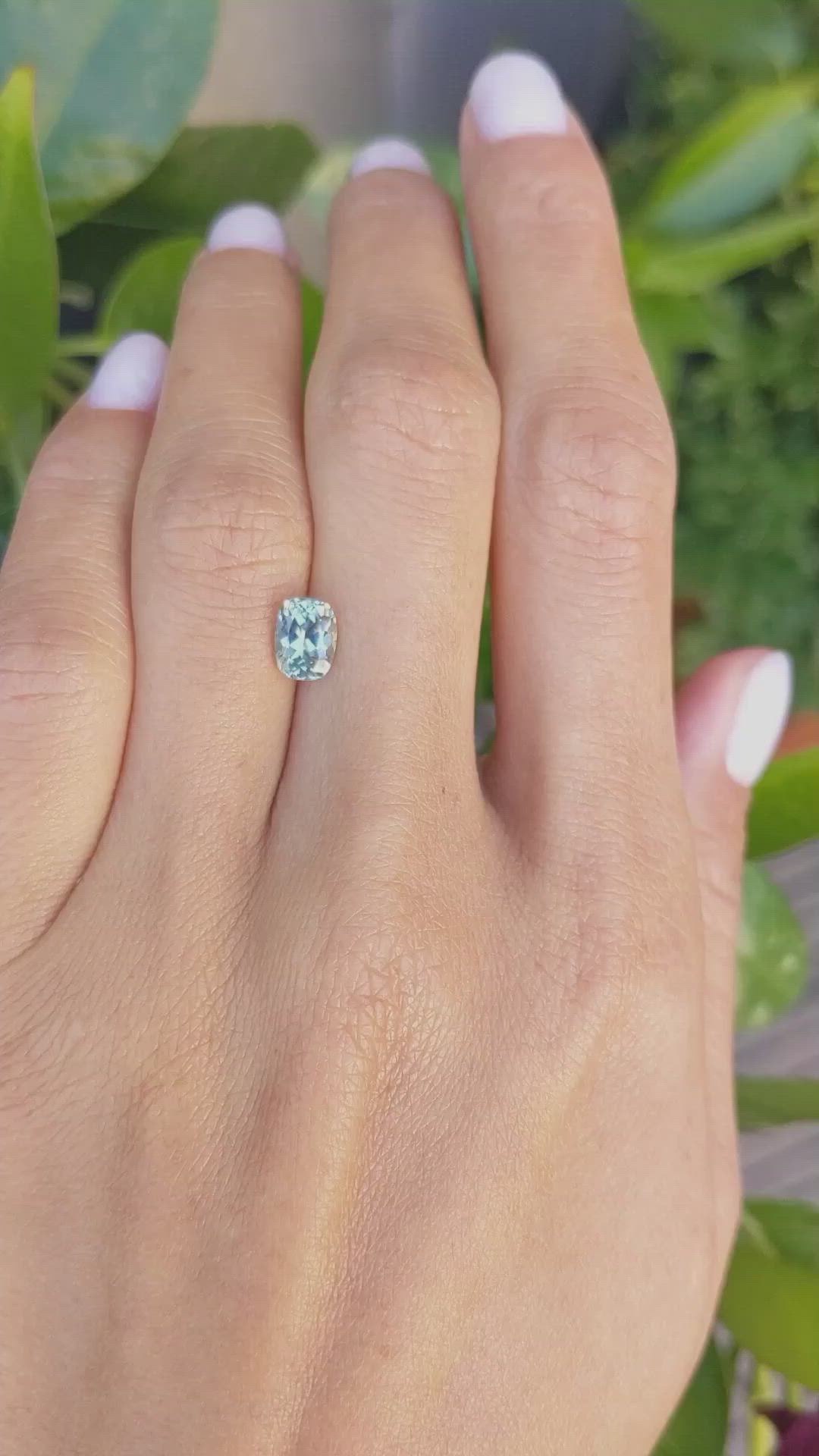 1.35 Ct. Bluish Green Sapphire from Montana Size Video