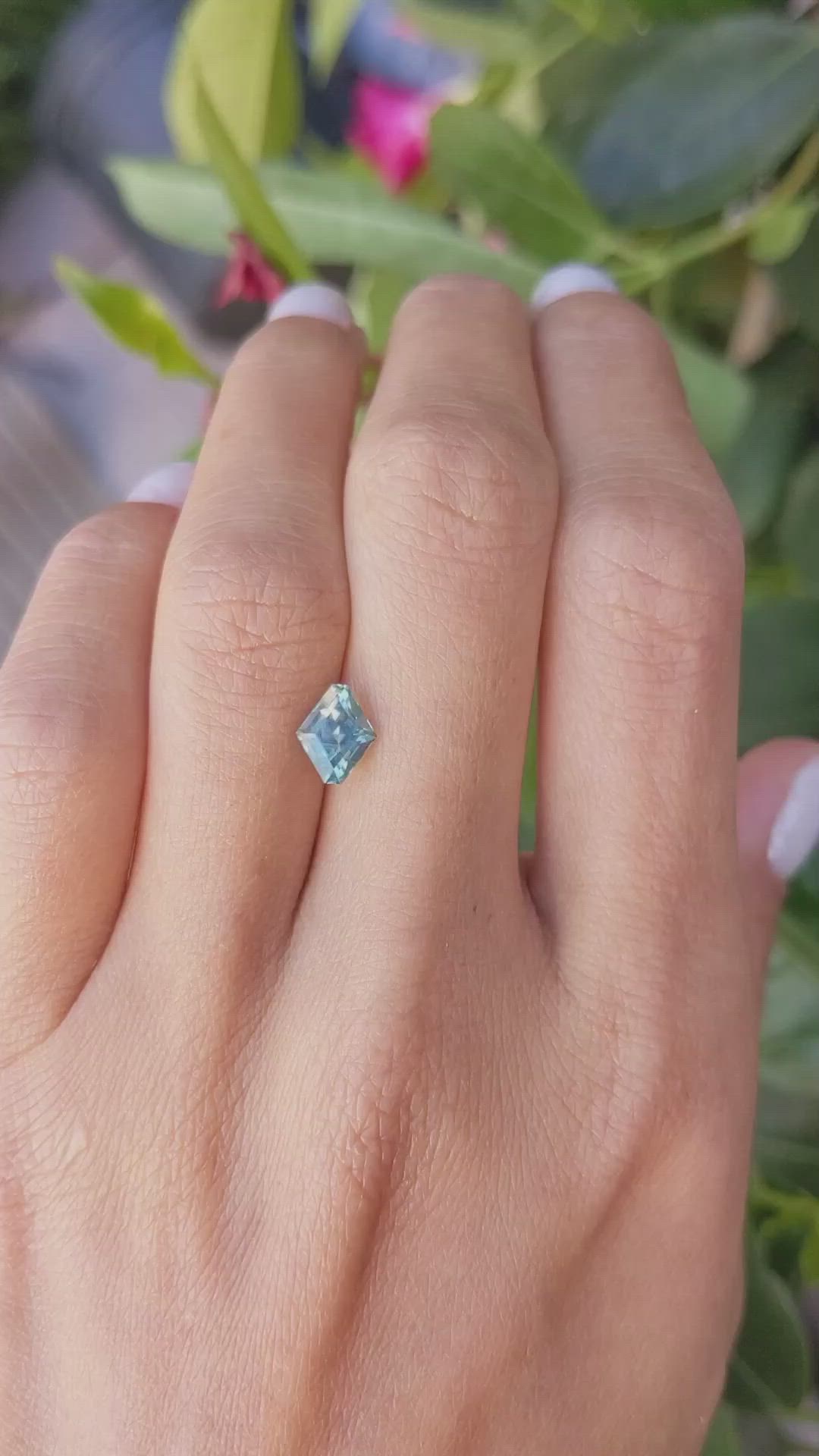 1.37 Ct. Greenish Blue Sapphire from Montana Size Video