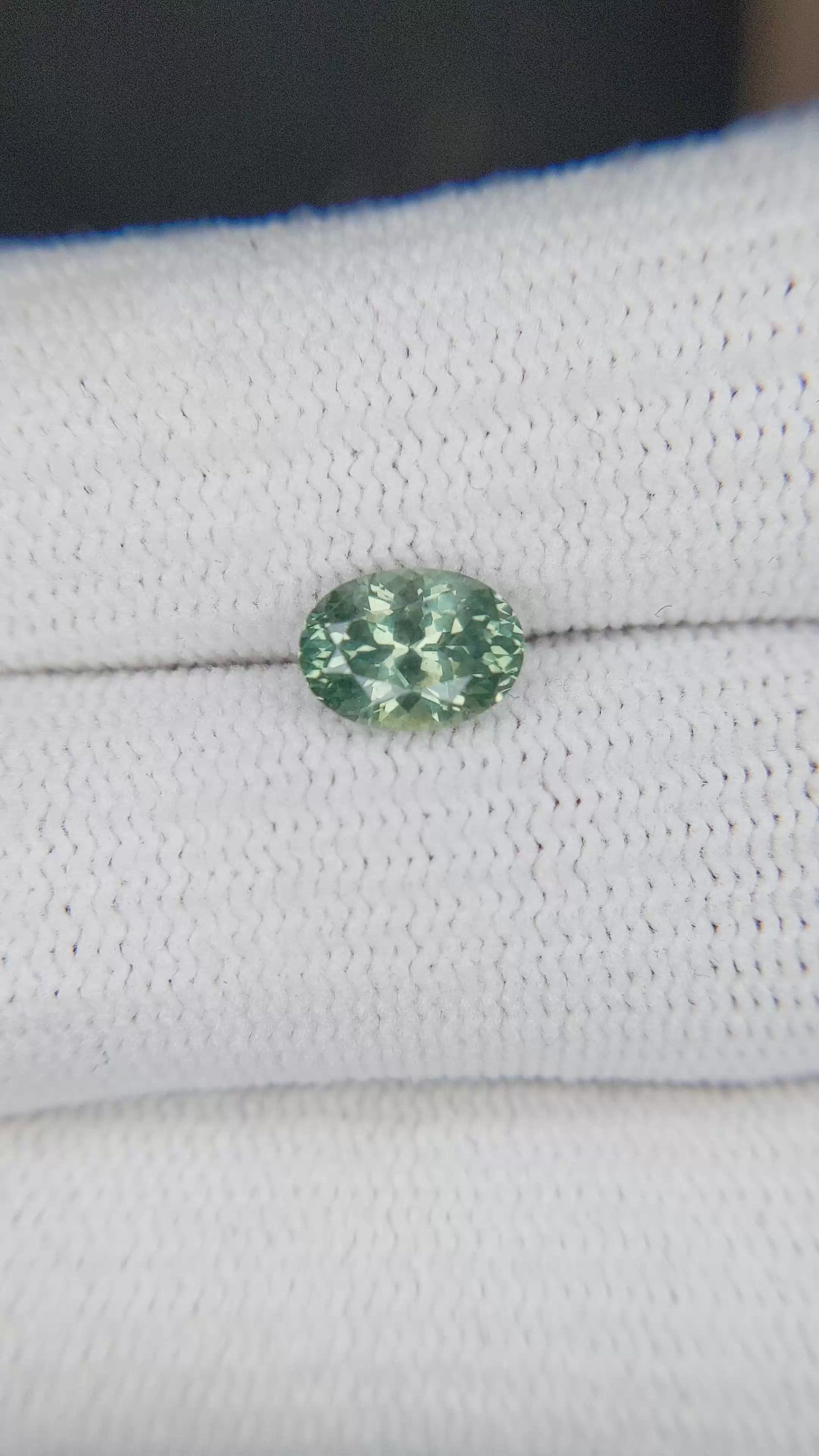 1.42 Ct. Bluish Green Sapphire from Montana Size Video