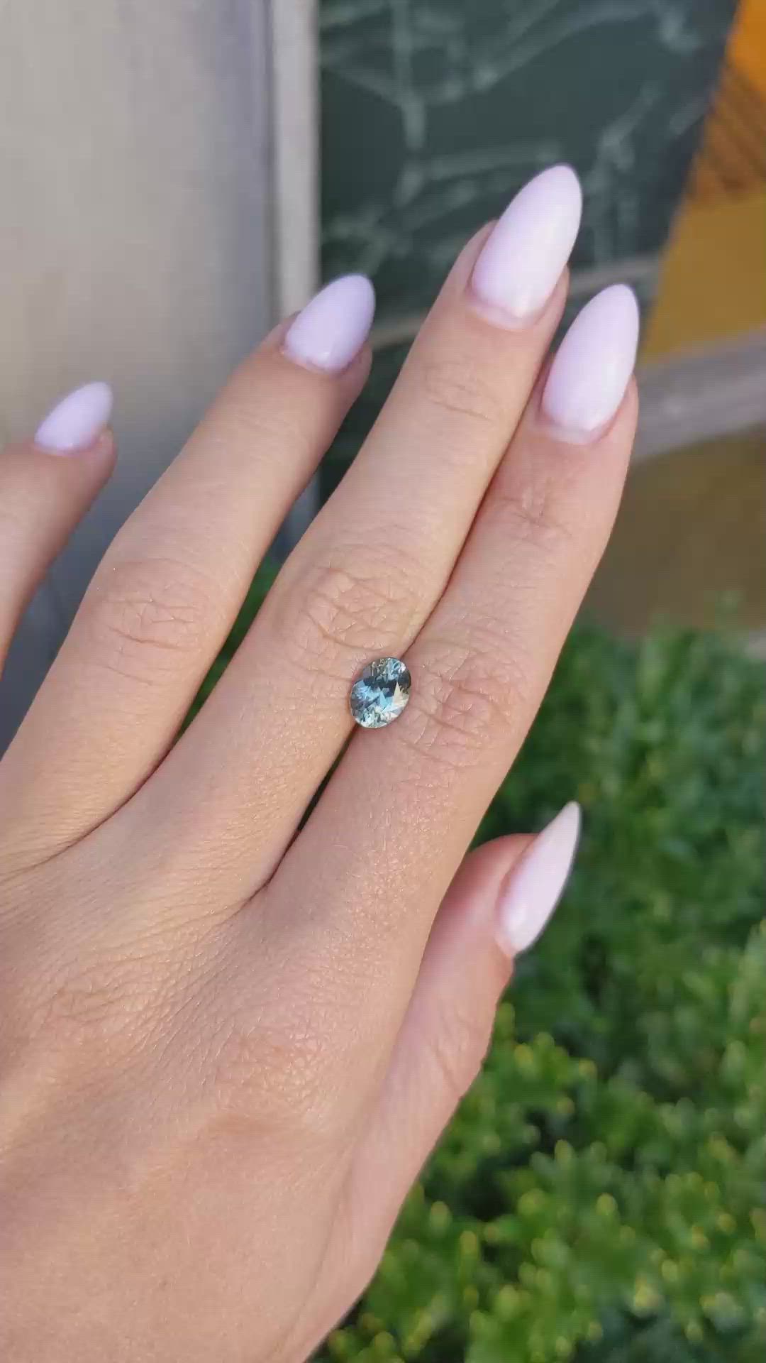 1.63 Ct. Bluish Green Sapphire from Montana Size Video