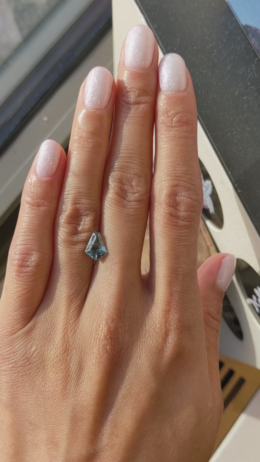 1.81 Ct. Greenish Blue Sapphire from Montana Size Video