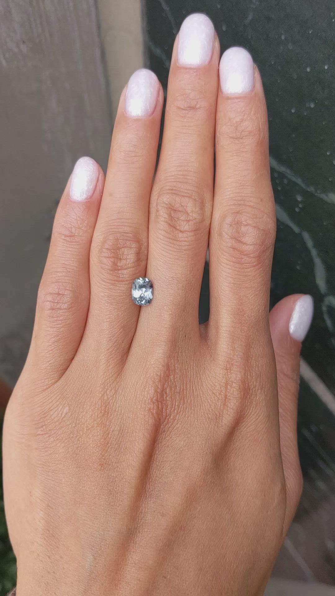 1.35 Ct. Greyish Blue Sapphire from Montana Size Video