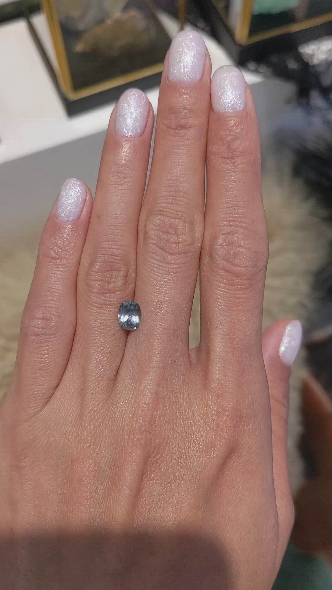 1.35 Ct. Greyish Blue Sapphire from Montana Size Video